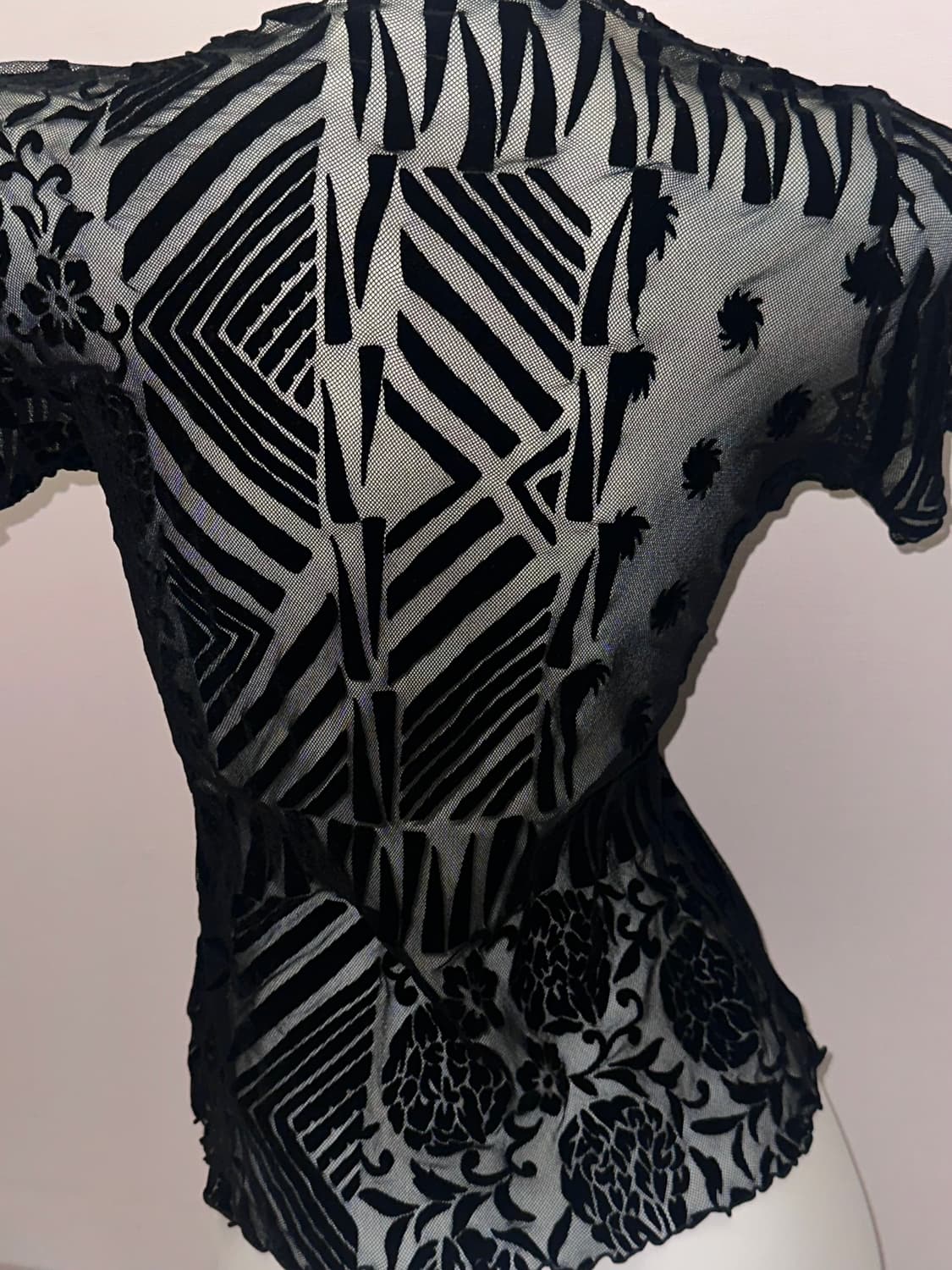 빈티지 오리엔탈 로즈 메쉬 패턴 탑 상품이미지5