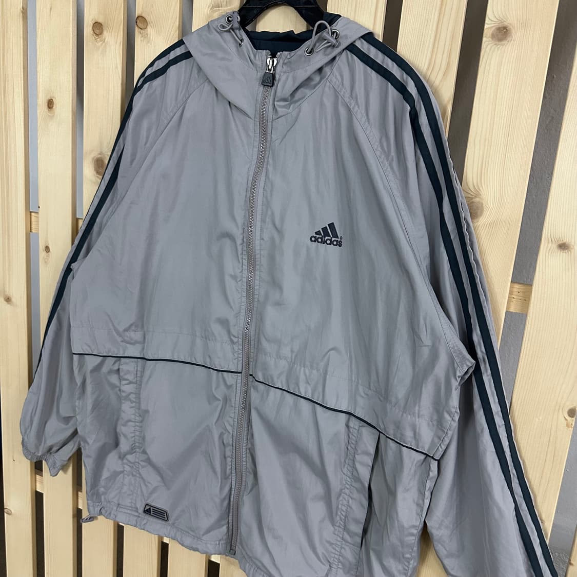 (L) 아디다스 90s 그레이 후드 바람막이 자켓 상품이미지2