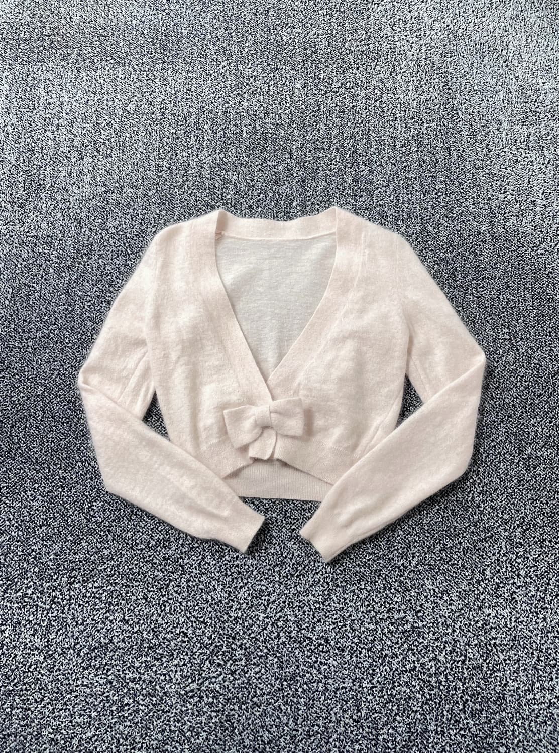 vinteちきゅ. 리본 핑크 니트 가디건 히메갸루  상품이미지1