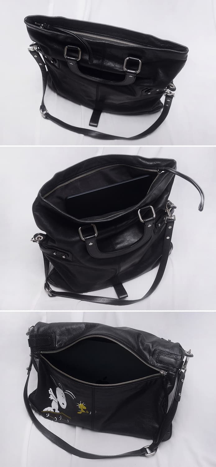 클럽 모나코 x 스누피 가죽 스퀘어 폴드오버 2웨이 빅토트.숄더백 상품이미지5