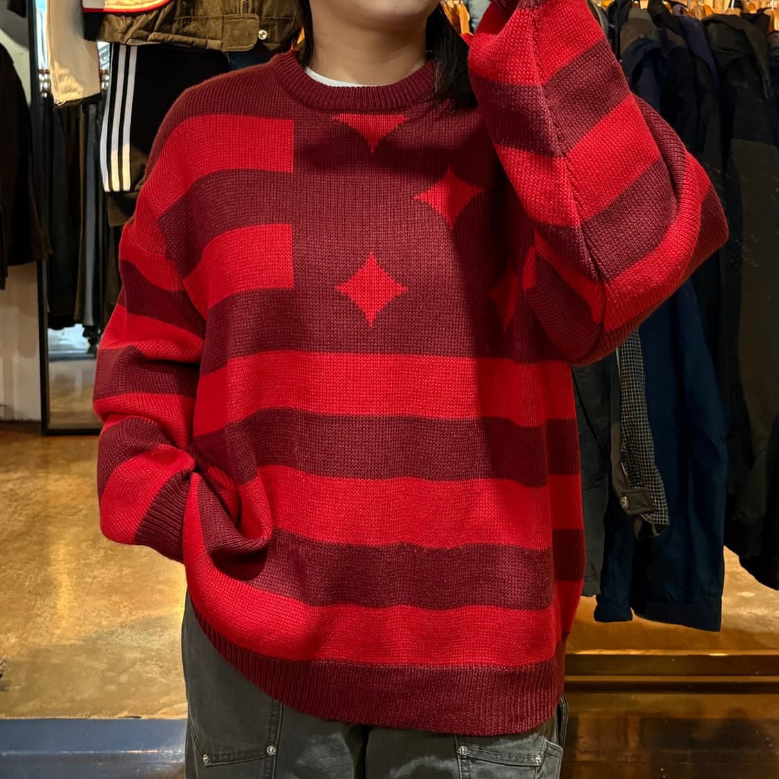 나이스고스트클럽 배색 니트 상품이미지1