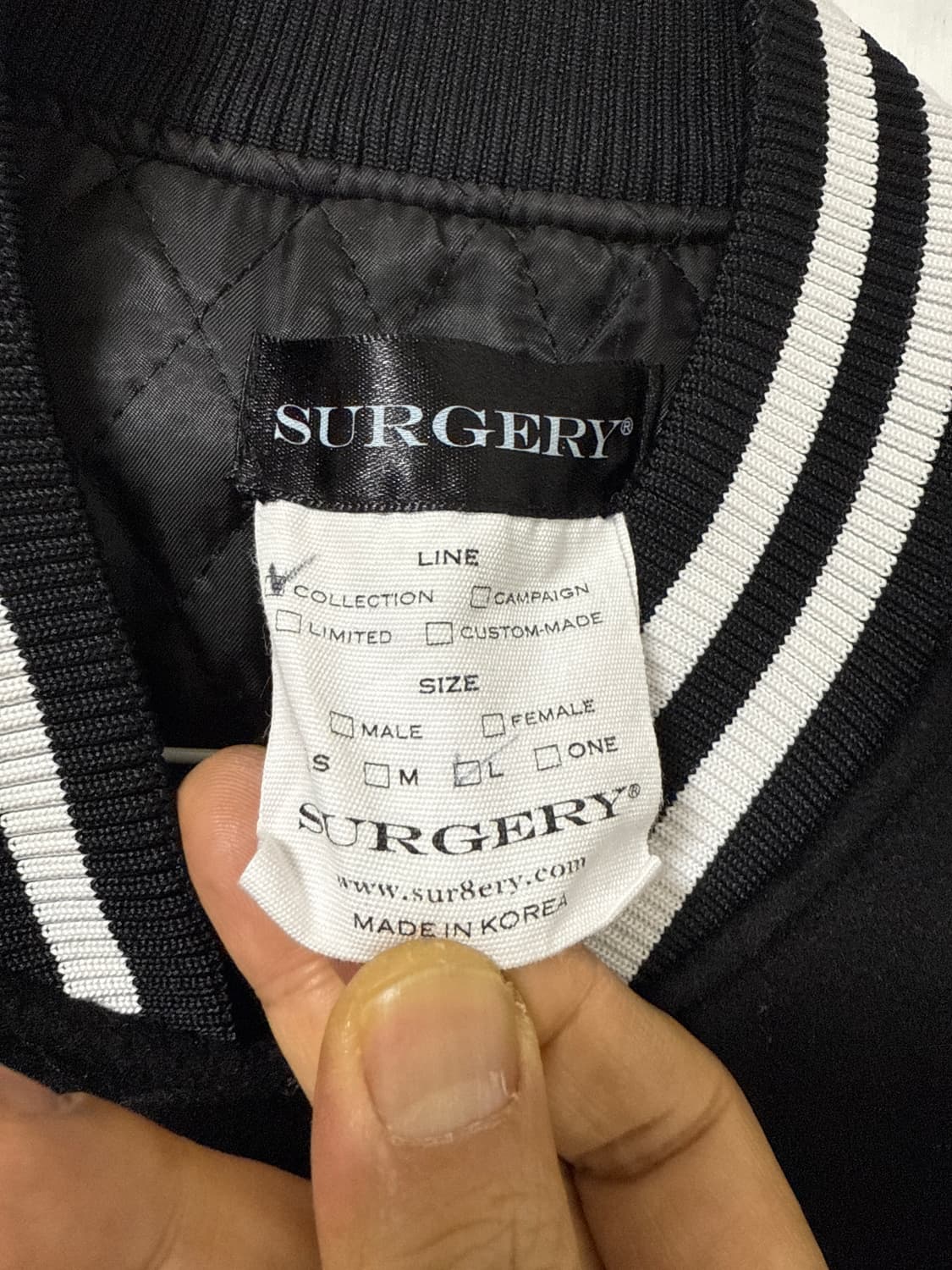 써저리(Surgery)의 본 커팅 울 바시티 안감 패딩재킷 상품이미지5