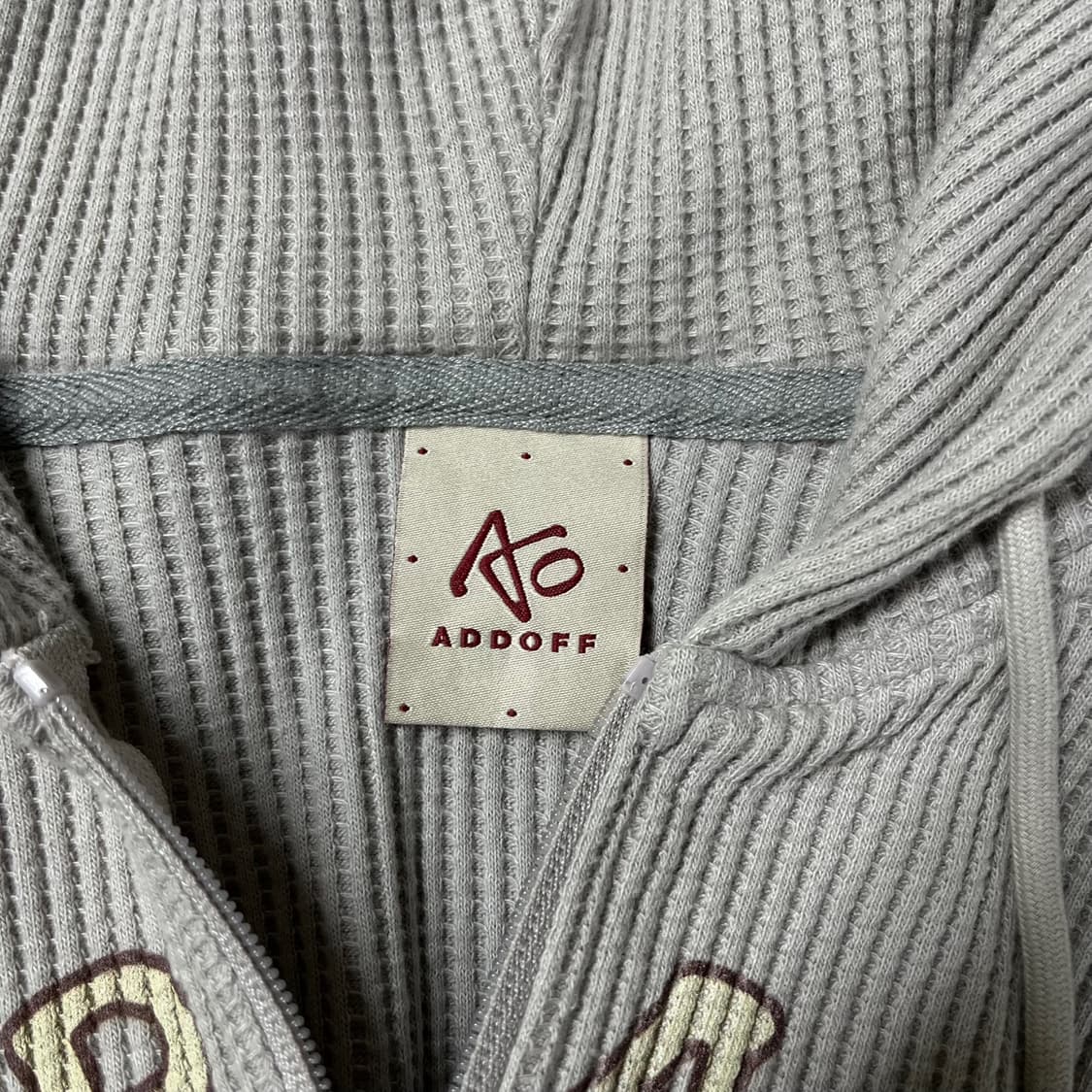 [오버핏] 애드오프(ADDOFF) 베어 그래픽 와플 후드 집업 상품이미지6