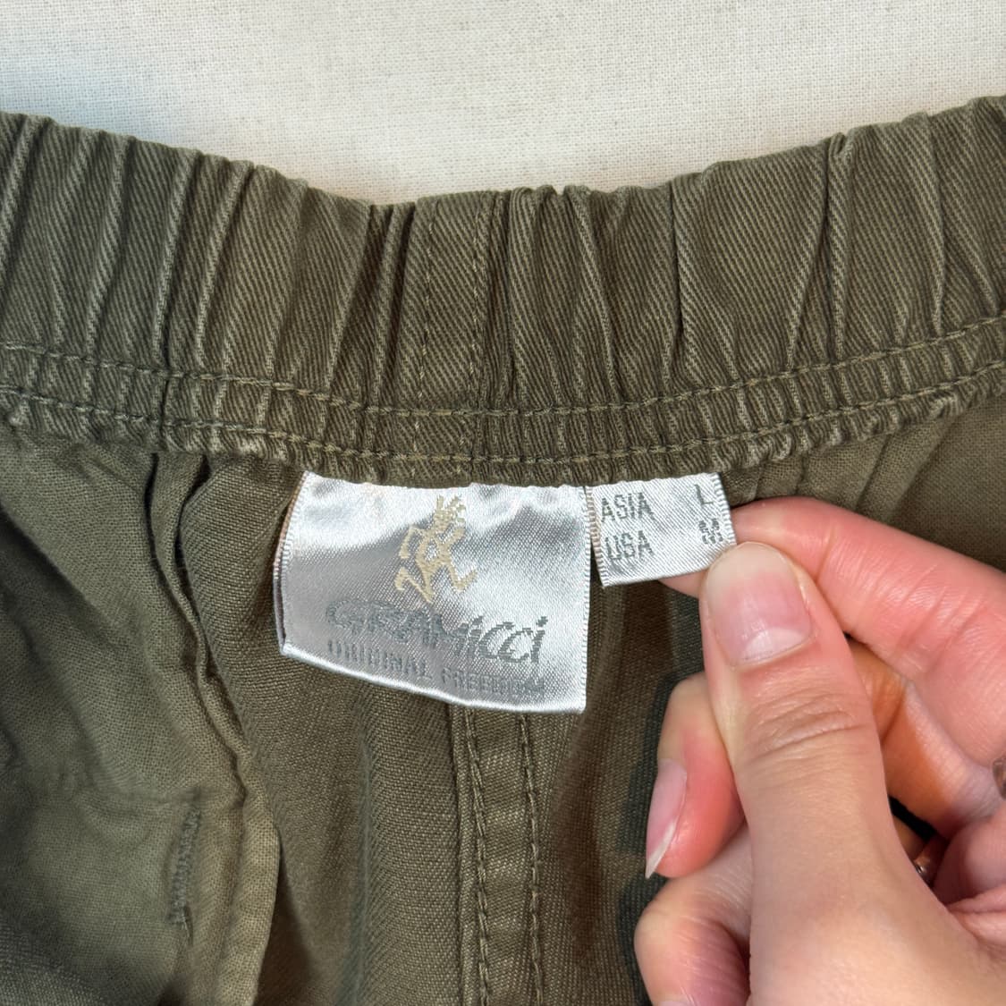 L) 그라미치 와이드 카키 벨티드 팬츠 면바지 상품이미지8