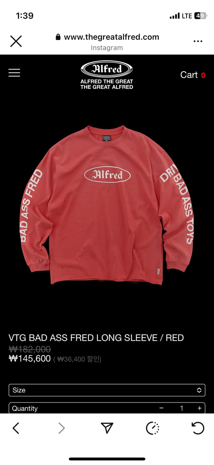 알프레드 롱슬리브(VTG BAD ASS FRED LONG SLEEVE/S 상품이미지1