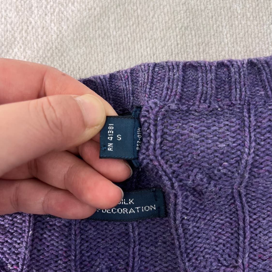100 폴로랄프로렌 실크 꽈배기 브이넥 퍼플 니트 상품이미지5