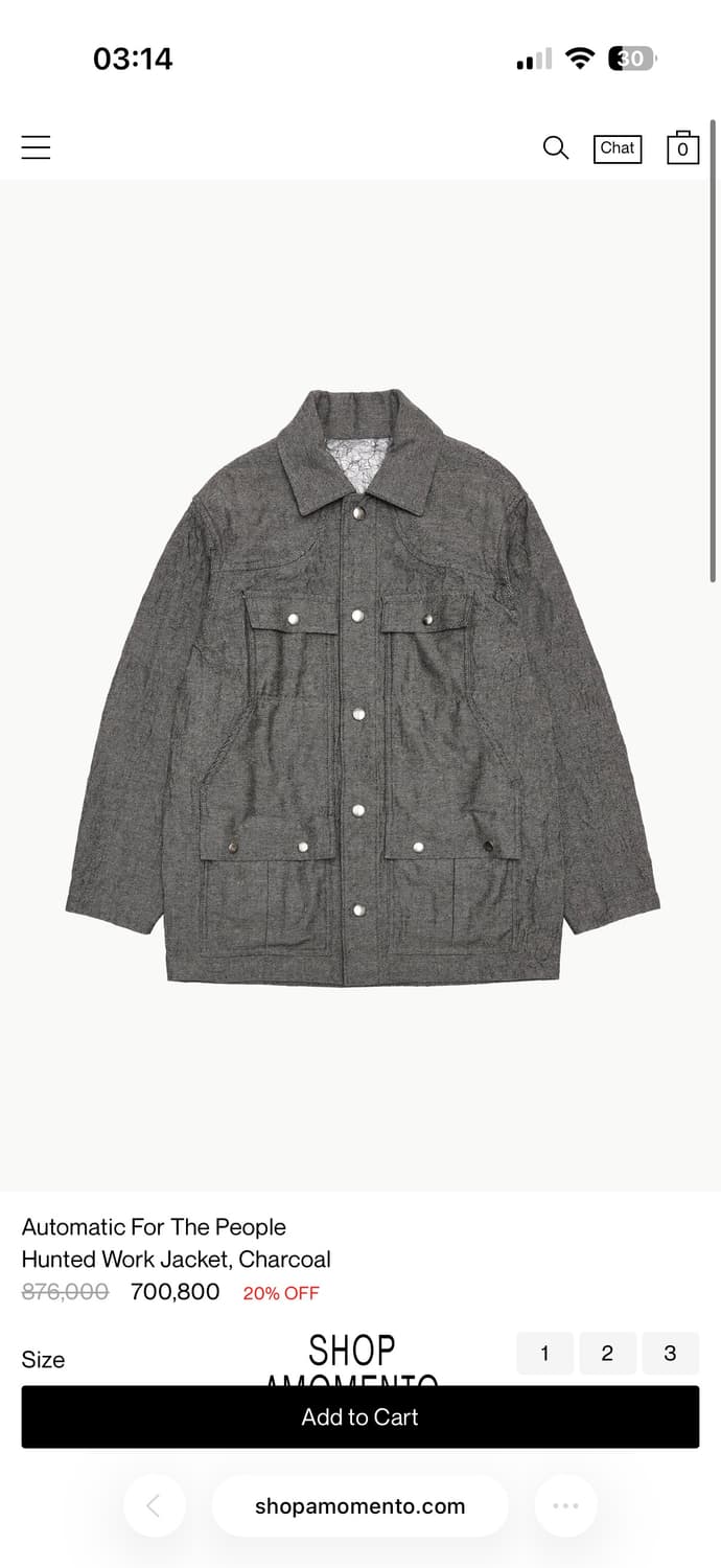 [1] 오토매틱 포 더 피플 헌티드 자켓 차콜 상품이미지1