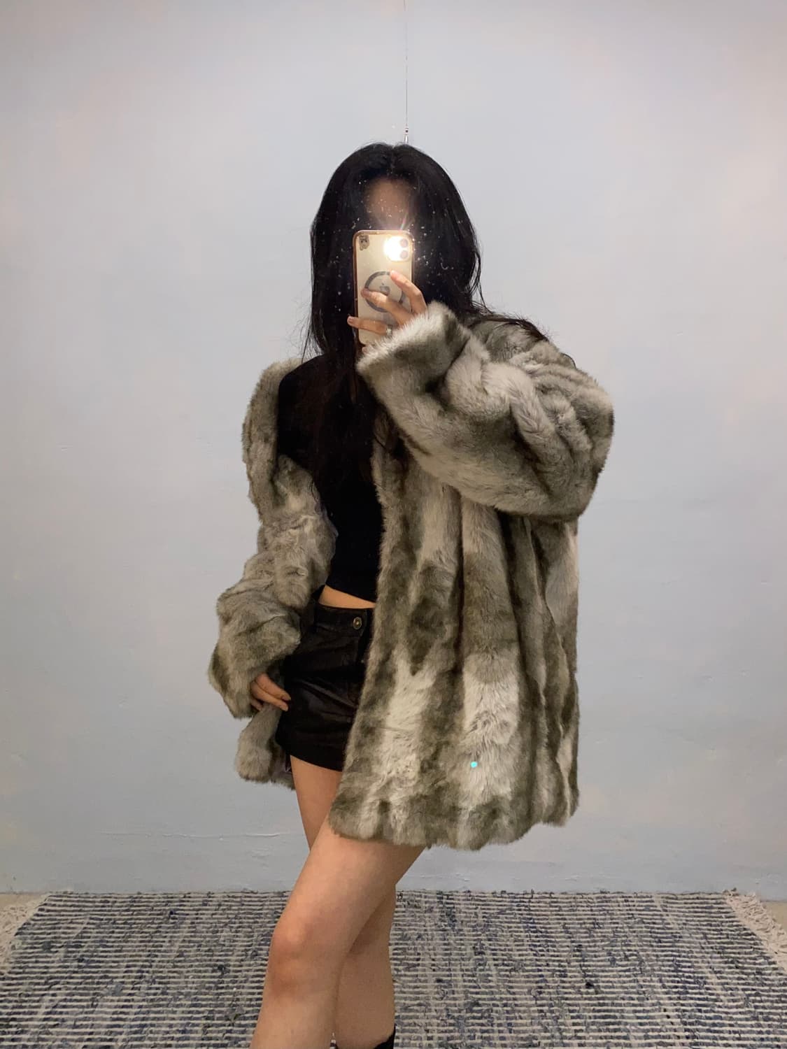 [8621]Gray gradient fur coat# 상품이미지1