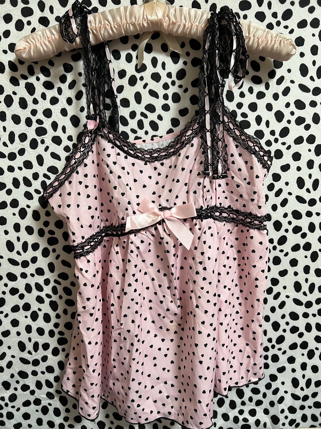 갸루 도트 캐미솔 슬리브리스 페미닌 탑 상품이미지1