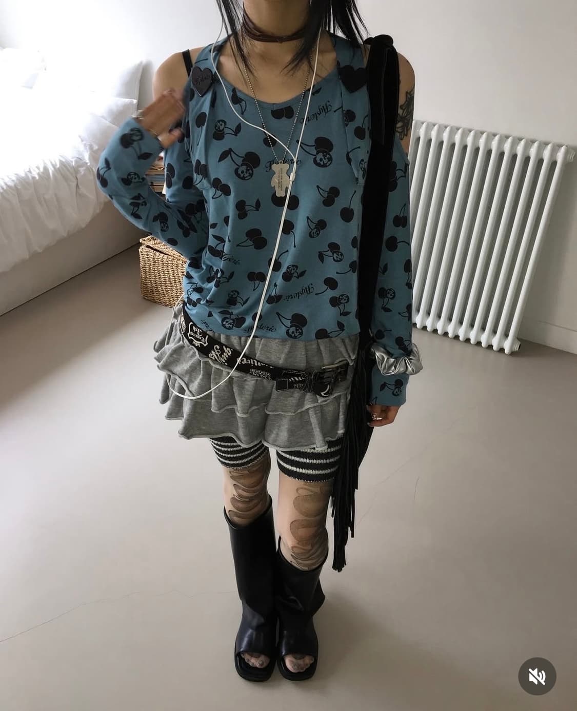 히스테릭 글래머 히글 오프숄더 민트 블루 빈티지 대장템 버테클 상품이미지3