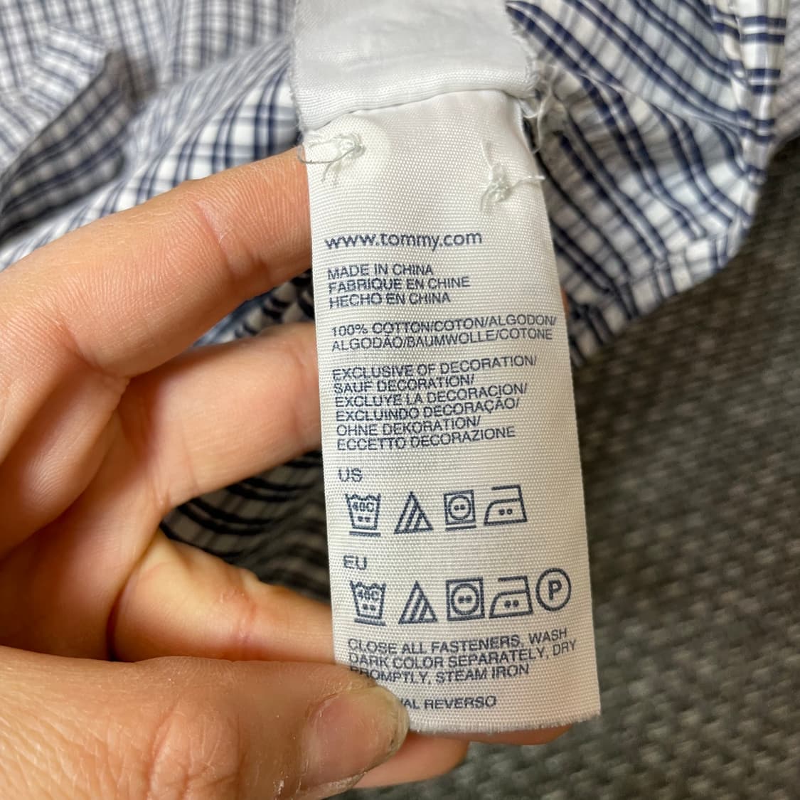 타미힐피거 네이비 체크 빈티지핏 긴팔 셔츠 S 상품이미지5