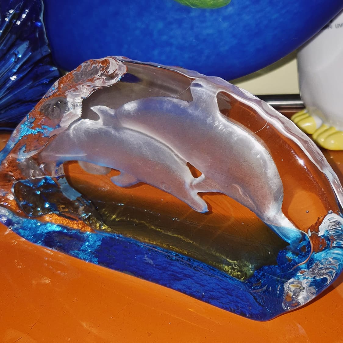80s 스웨덴 크리스탈 카빙 돌고래 대형 오브제 상품이미지6