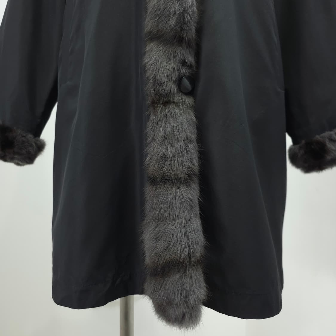 프리미엄 리버시블 천연 실크 100 로리스 모피 롱 코트 상품이미지7