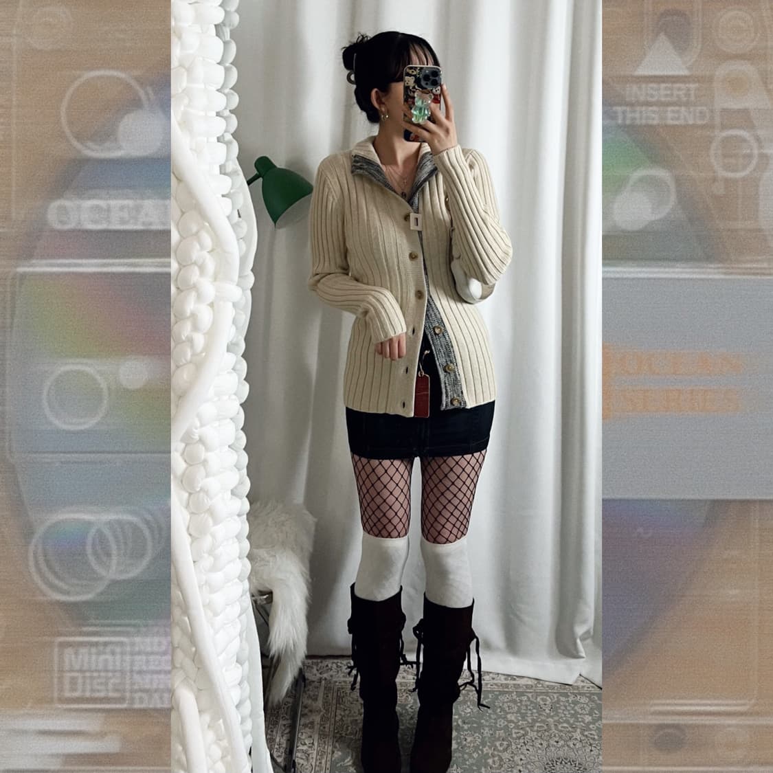 베이지 & 오레오 카라 니트 가디건 상품이미지6