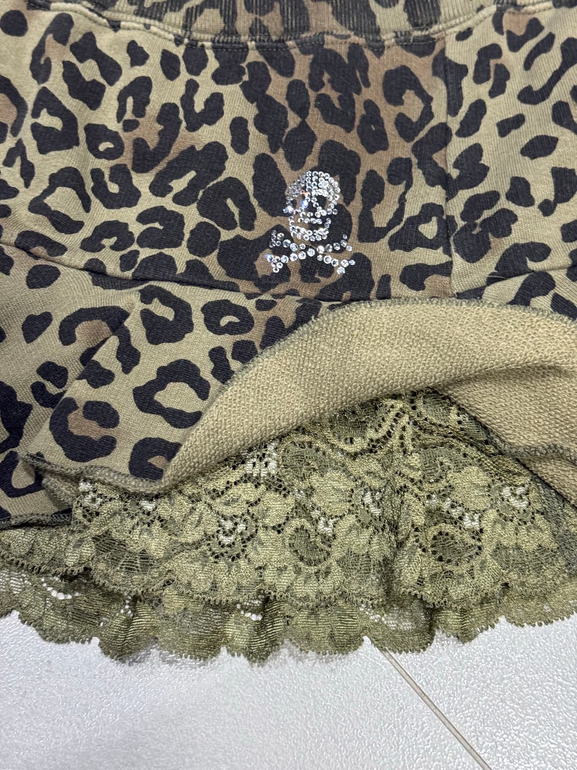 히스테릭 글래머 아카이브 해골 라인스톤 프릴 디테일 레오파드 스커트 치마 상품이미지4