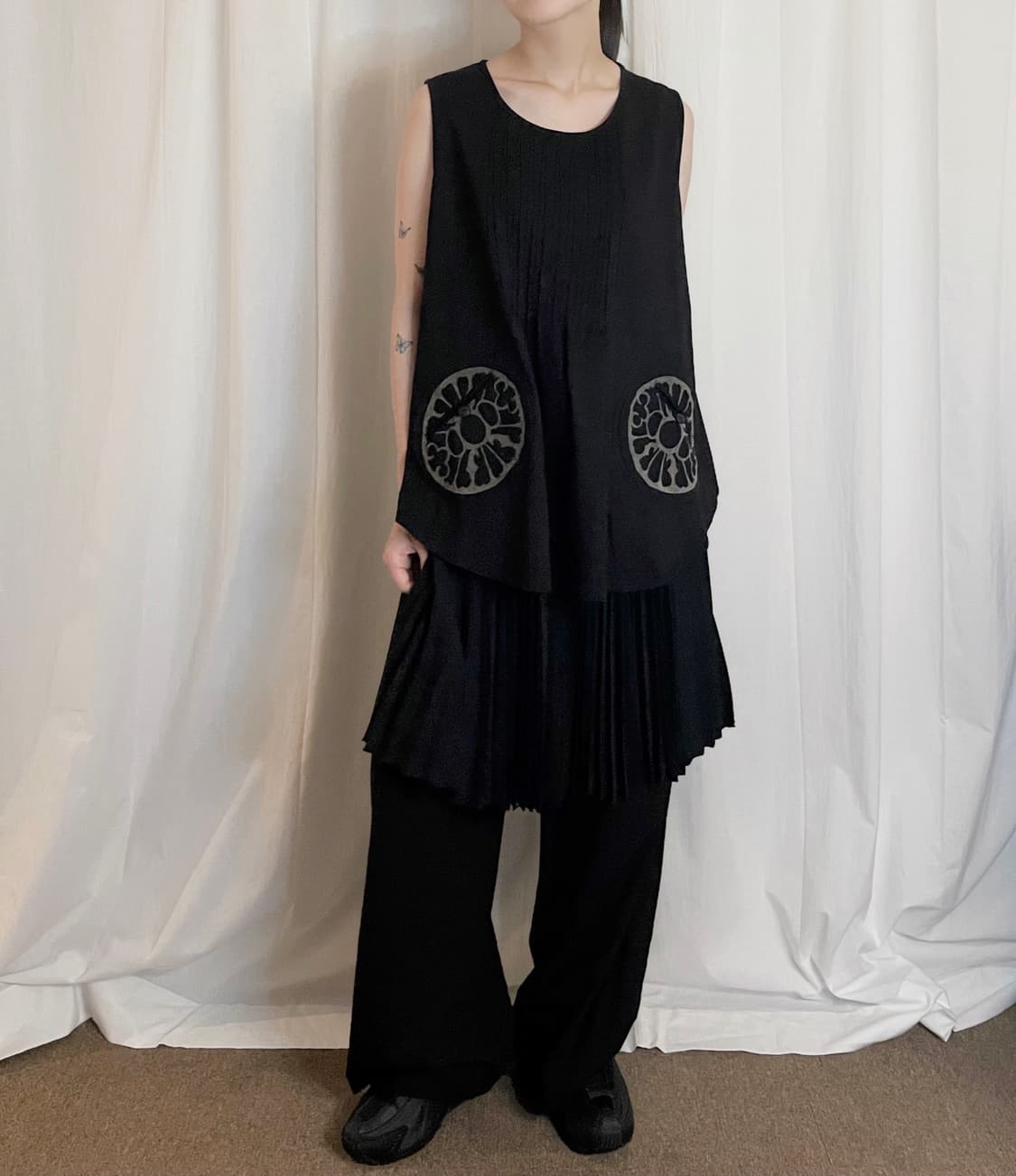 Oriental Pocket Sleeveless - Black 상품이미지1