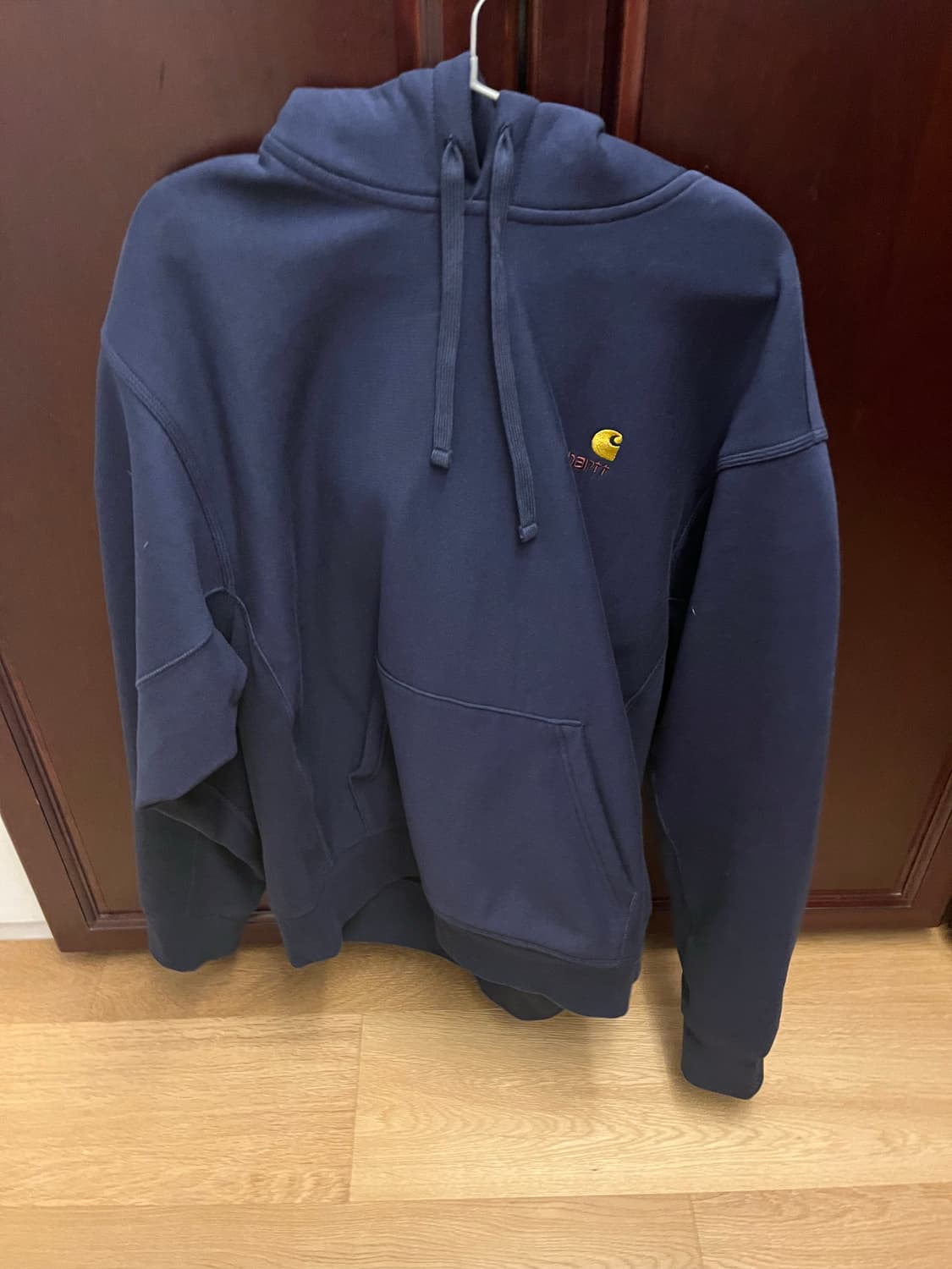 칼하트 WIP 후드 아메리칸 스크립트 스웨트셔츠 블루 상품이미지1