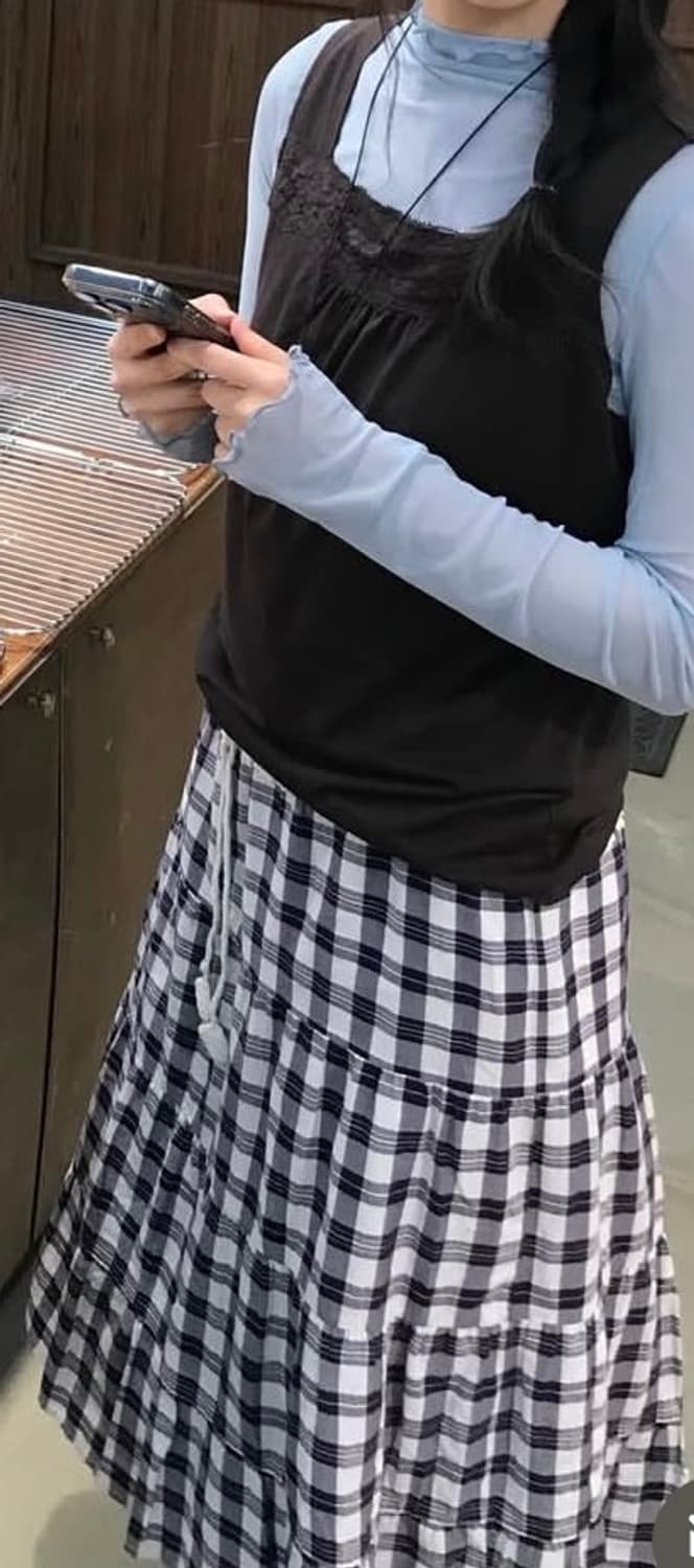 모리걸 브라운 크로쉐 나시 레이어드 슬리브리스 상품이미지4