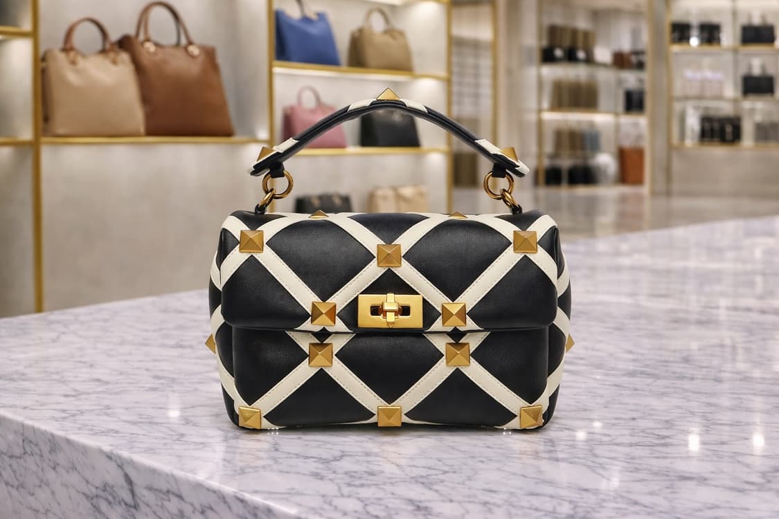 [S급] 발렌티노 로만 스터드 금장 장식 라지 숄더백 판매합니다!!! 상품이미지1