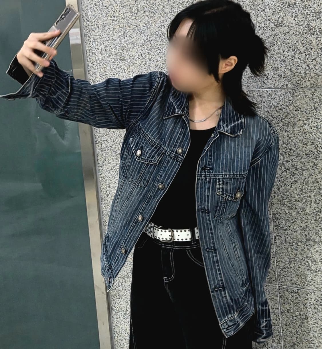 유니섹스 빈티지 스트라이프 데님 자켓 상품이미지2