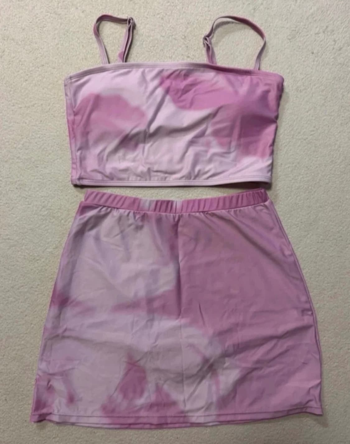 [S] 파이시스(piscess) 플라워 튜브탑 스커트 수영복 세트 핑크 상품이미지3