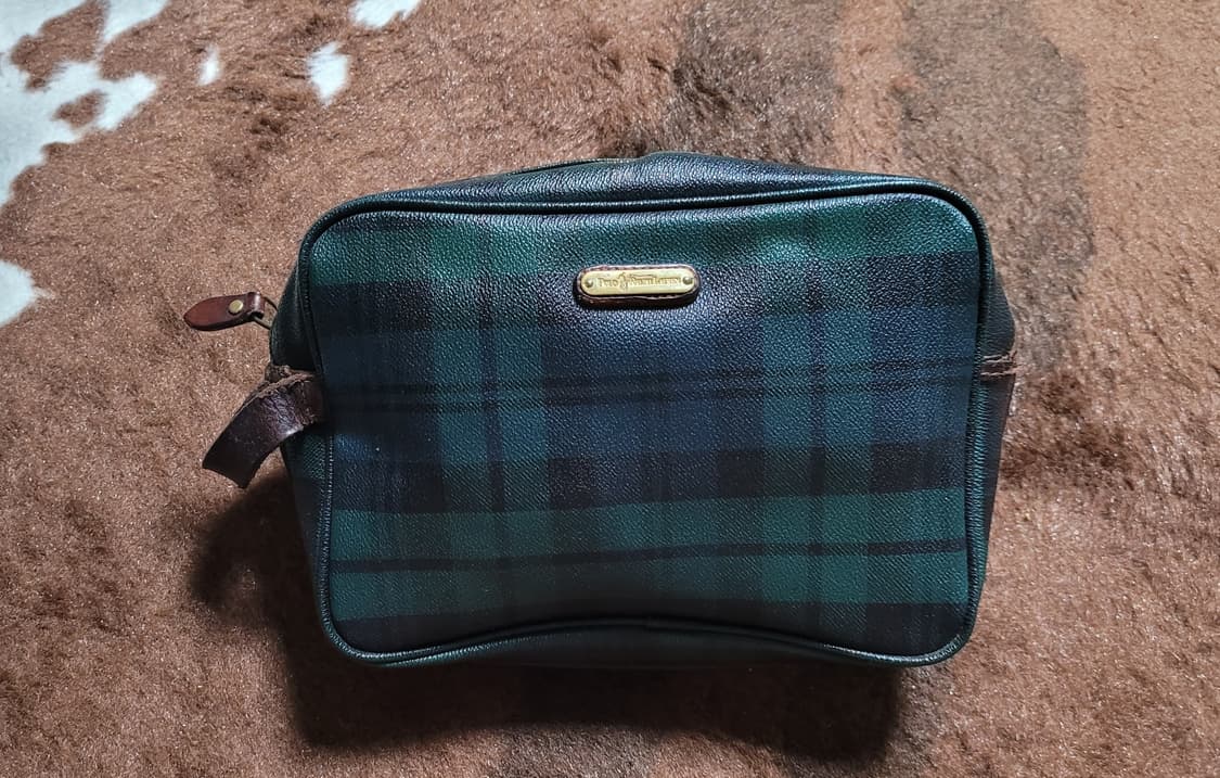 폴로 랄프로렌 남성용 타탄체크 파우치(25*16) 상품이미지1