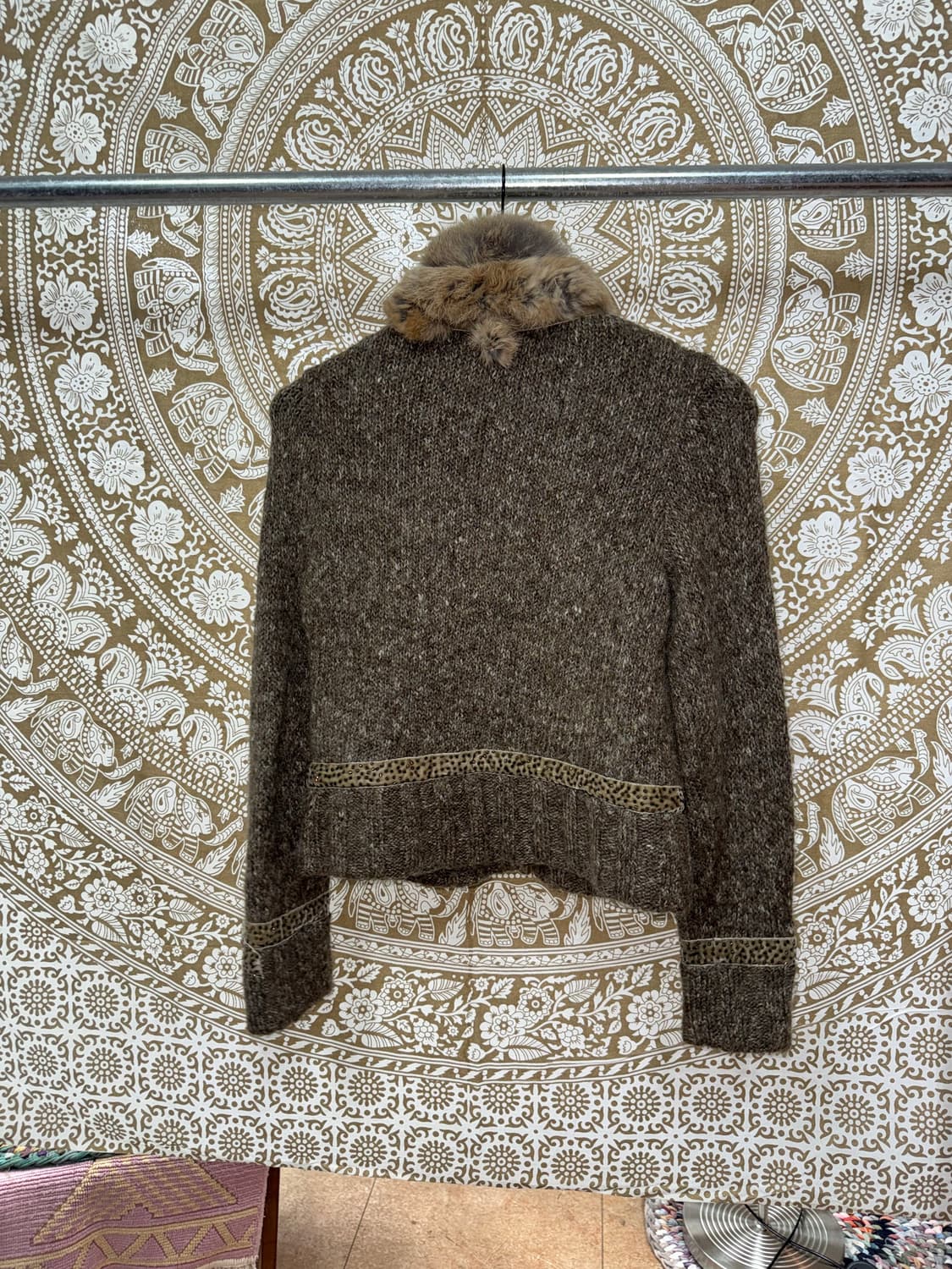 여성 빈티지 퍼 울 니트 가디건  상품이미지5