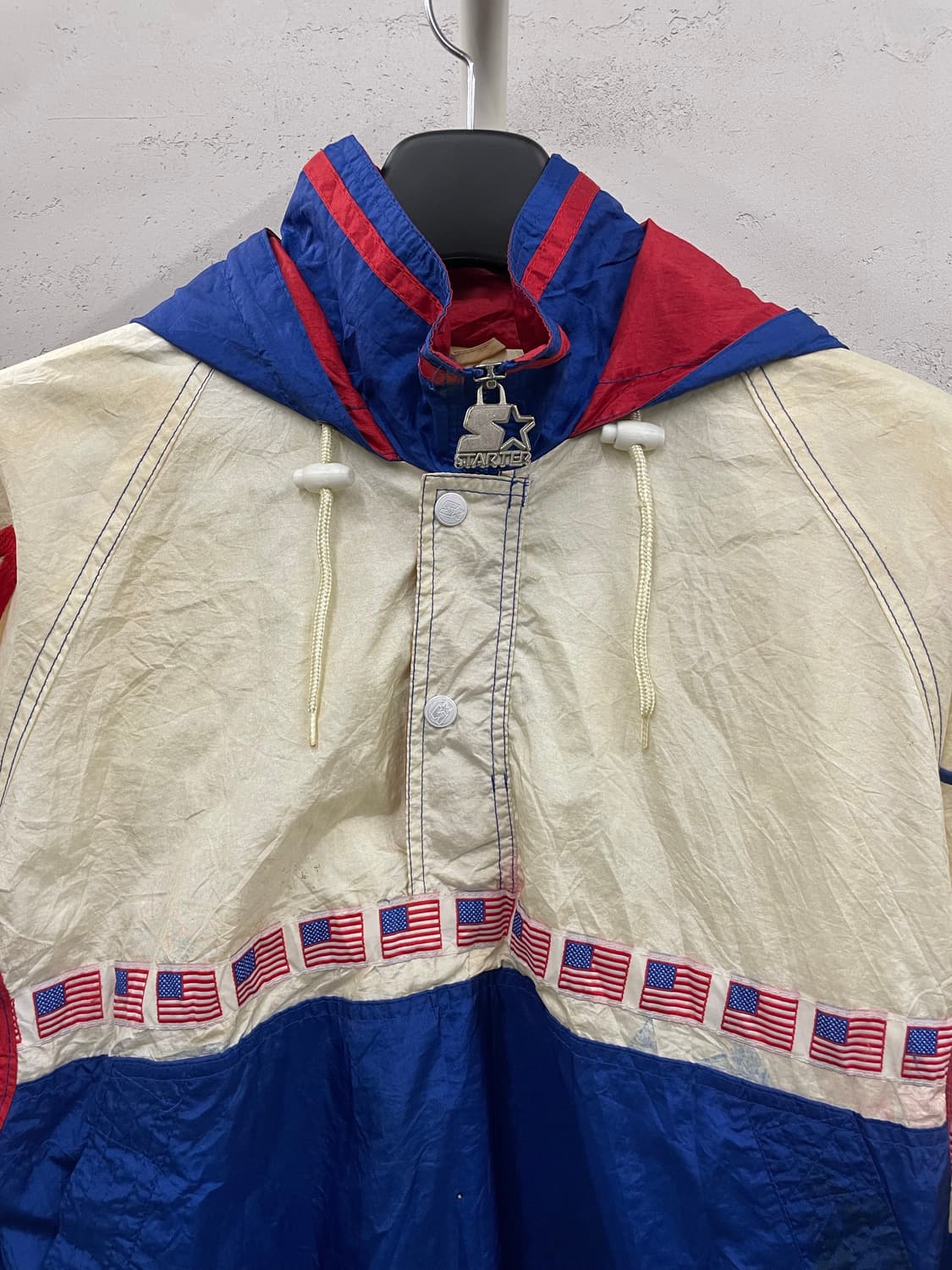 미국 빈티지 스타터 플래그 아노락 반집업 윈드자켓 M 상품이미지3