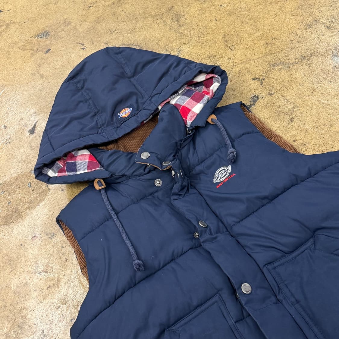 디키즈 네이비 후드 패딩 조끼 상품이미지1