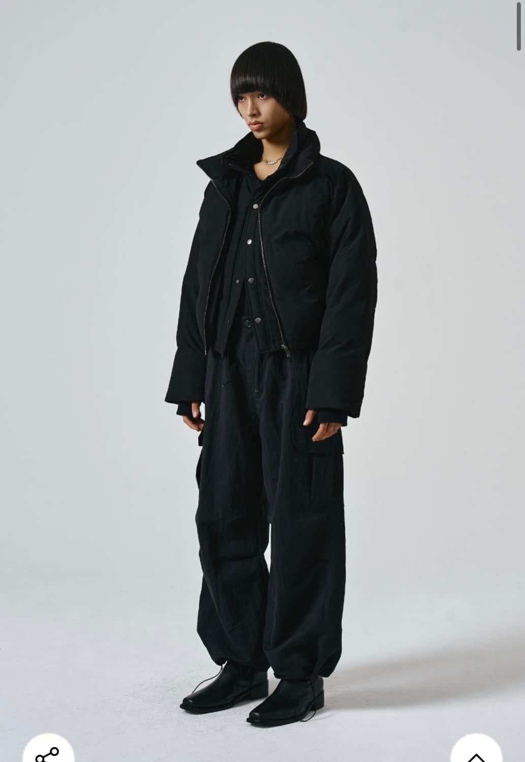 (50) 노이어 크롭 레이어드 푸퍼 자켓 패딩 (블랙) 판매 상품이미지3