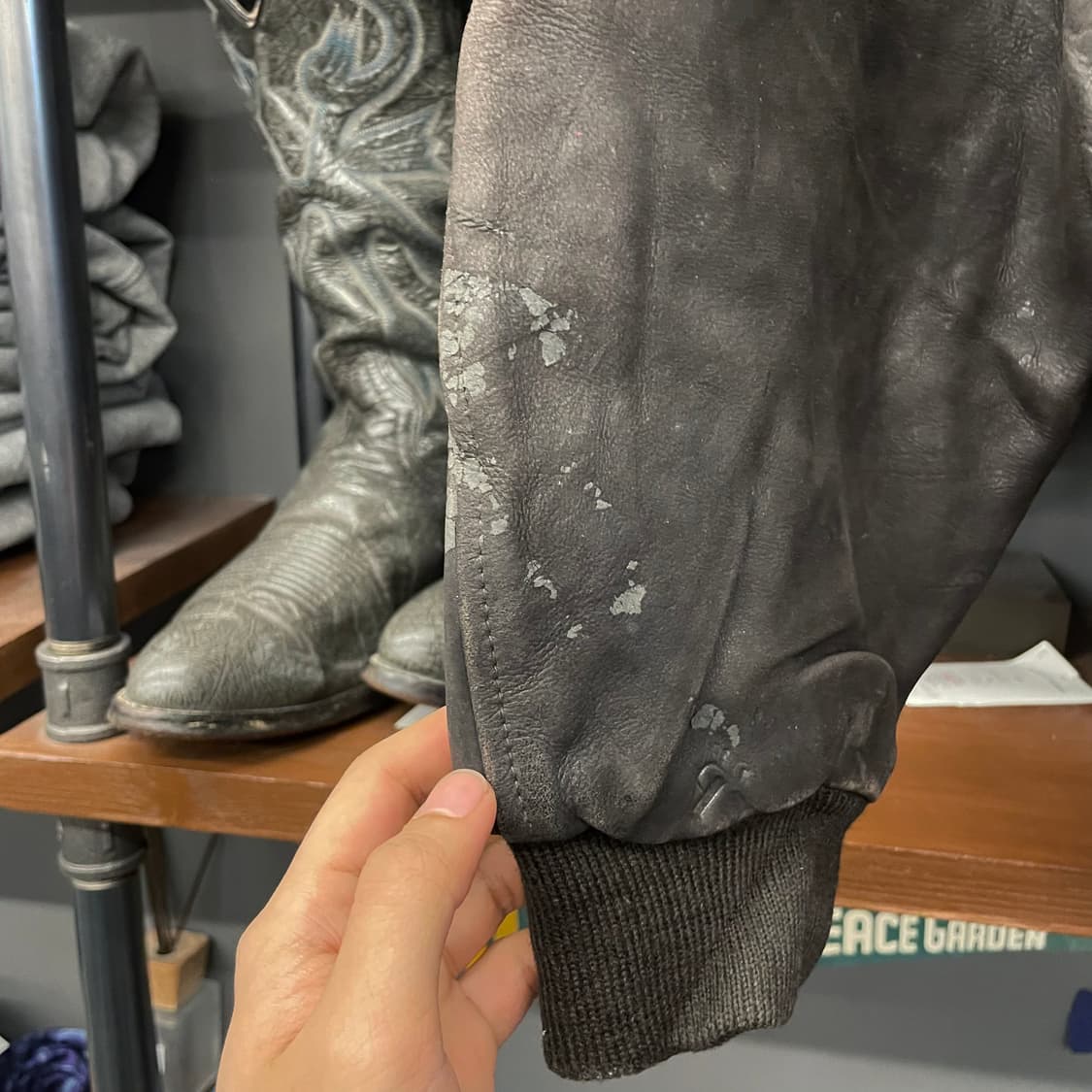 90s Alan Gerad A-2 플라이트 리얼 레더 자켓 상품이미지5