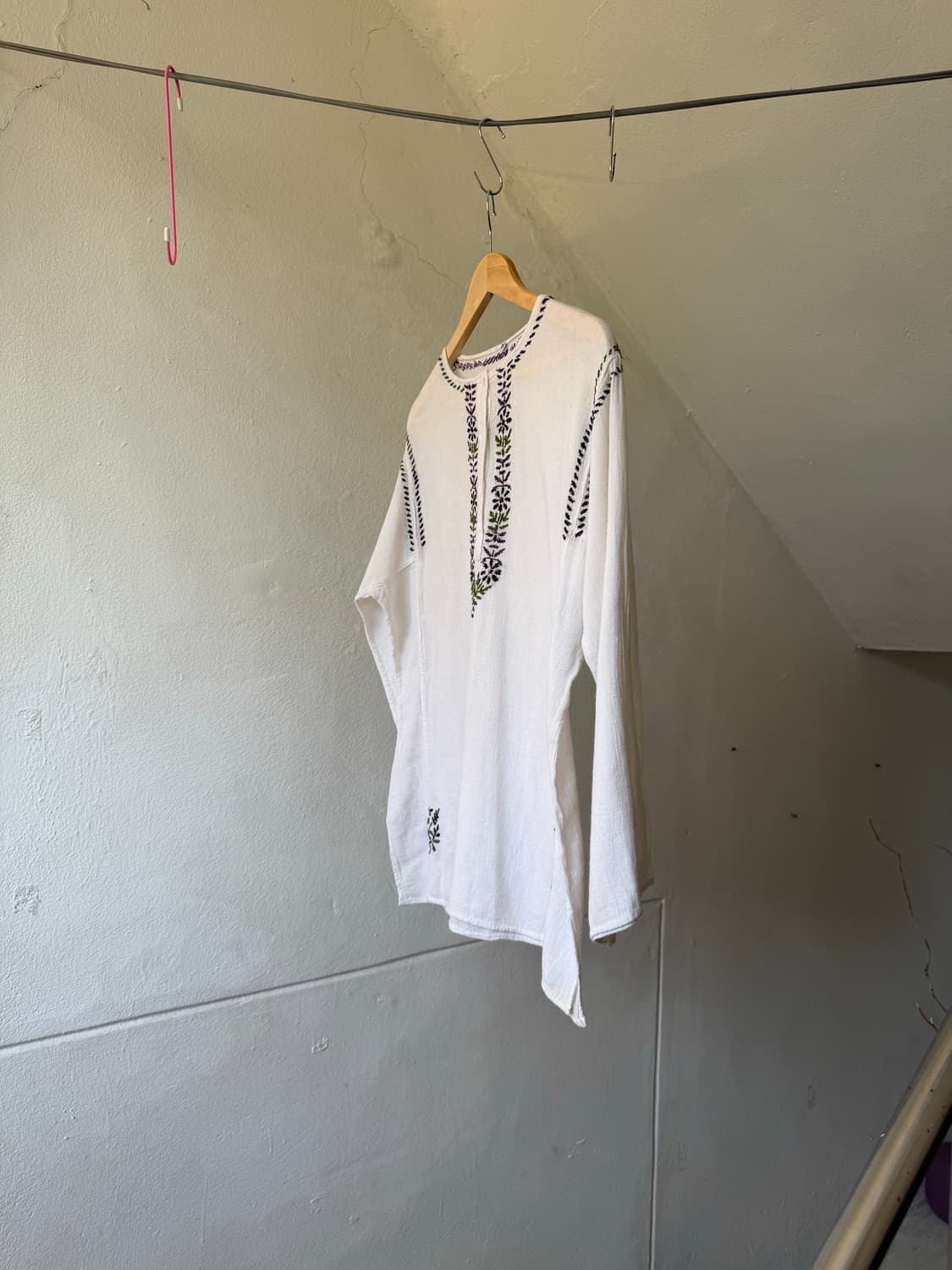 에스닉 자수 롱 거즈 하프 슬리브 상품이미지4