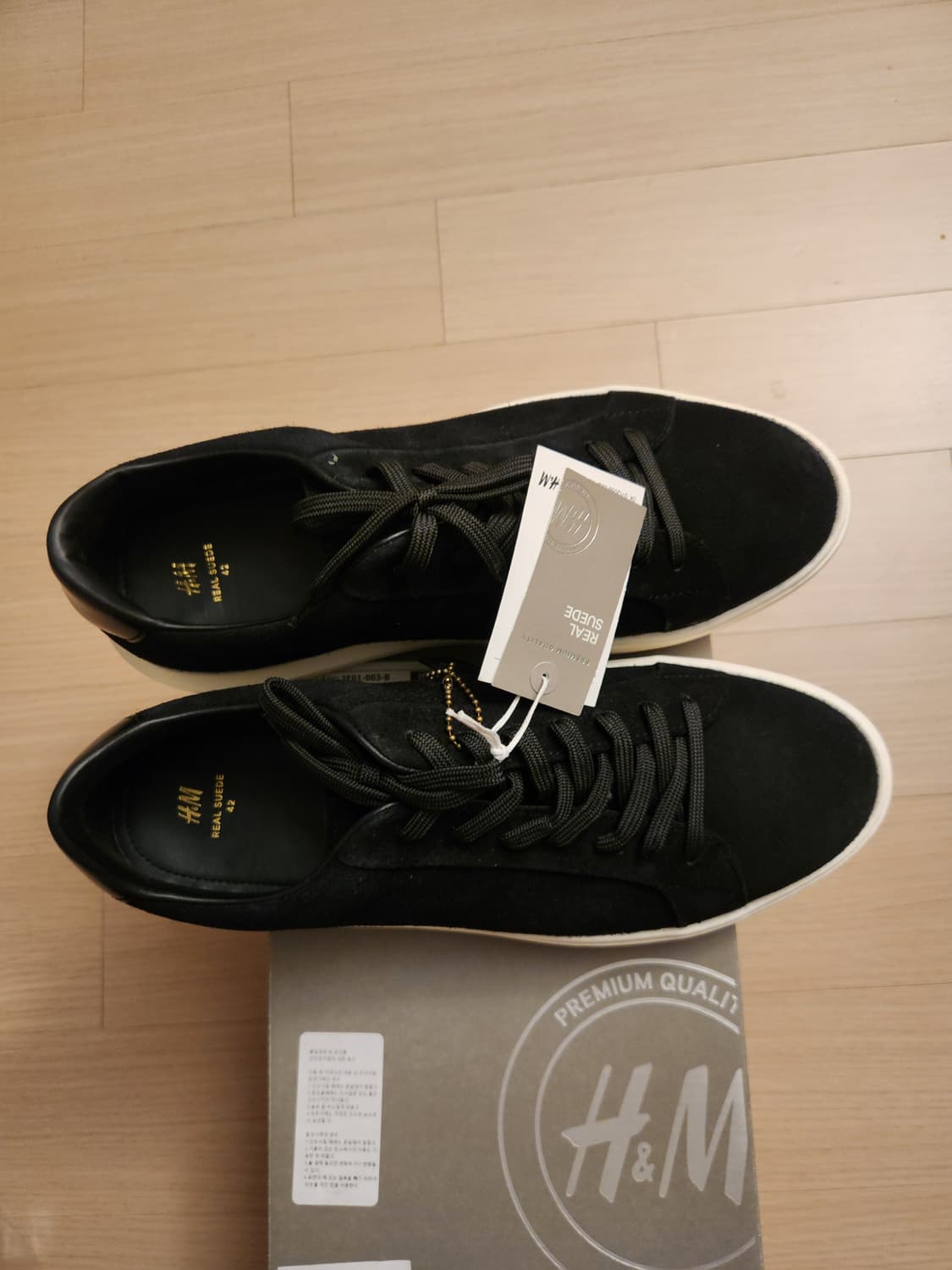 H&M 남성 블랙 스웨이드 스니커즈 270 새상품 상품이미지2