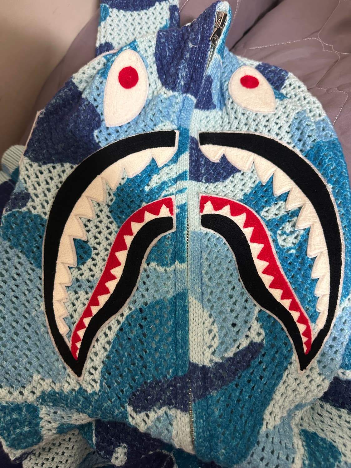 A BATHING APE (베이프) 샤크 메쉬 후드집업 블루 카모 L 사 상품이미지2