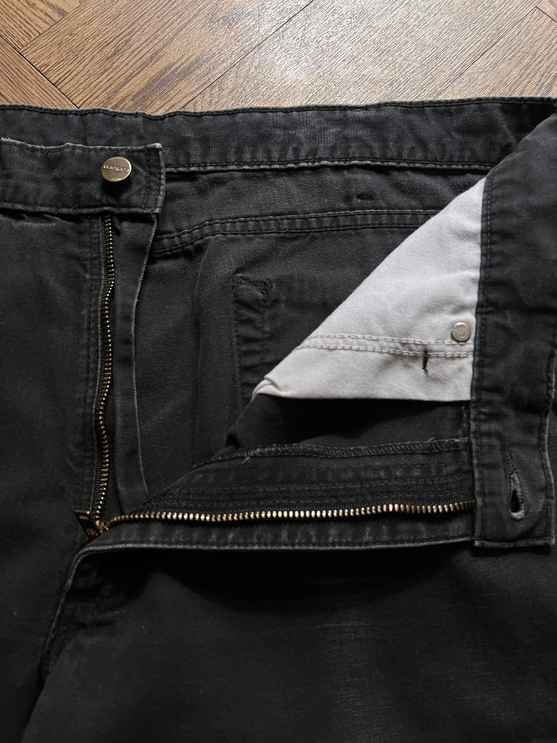 [38]칼하트 USA 빈티지 페이딩 블랙 싱글니 워크팬츠 상품이미지3