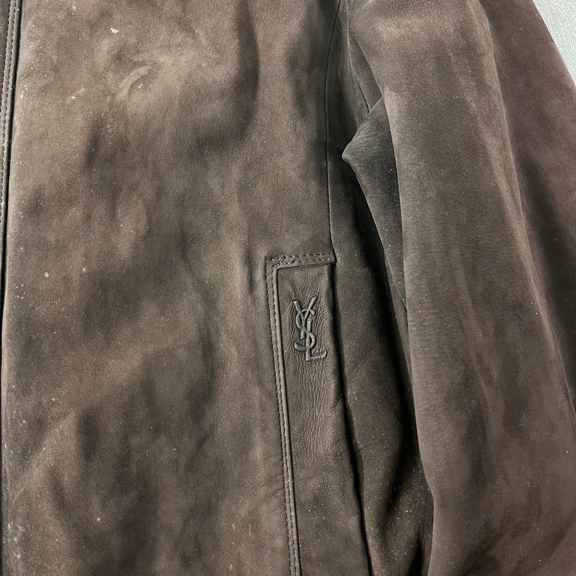 100 입생로랑 90s 스웨이드 블루종 자켓 상품이미지3