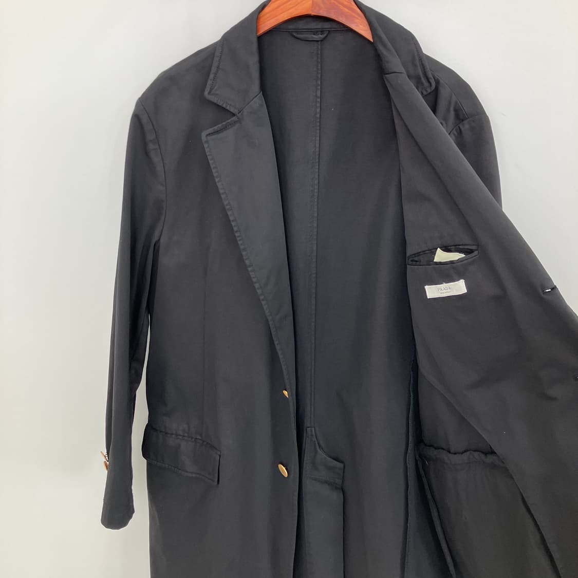 프라다 골드 버튼 코튼 롱 코트 상품이미지2