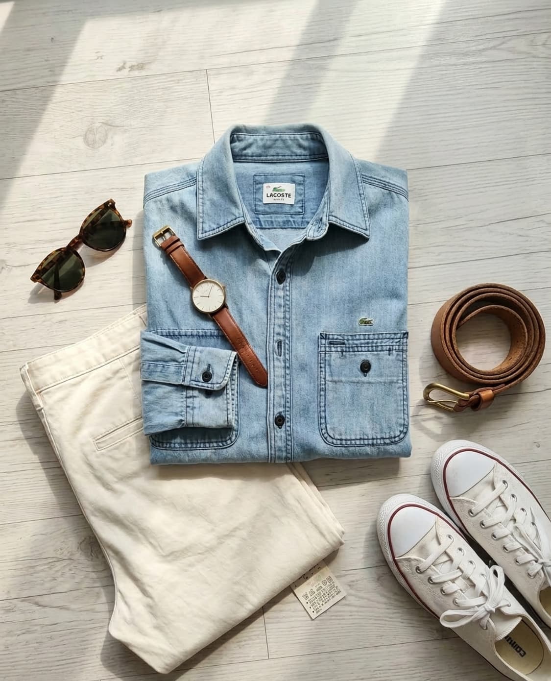 라코스테(LACOSTE) 슬림핏 데님 셔츠 상품이미지1