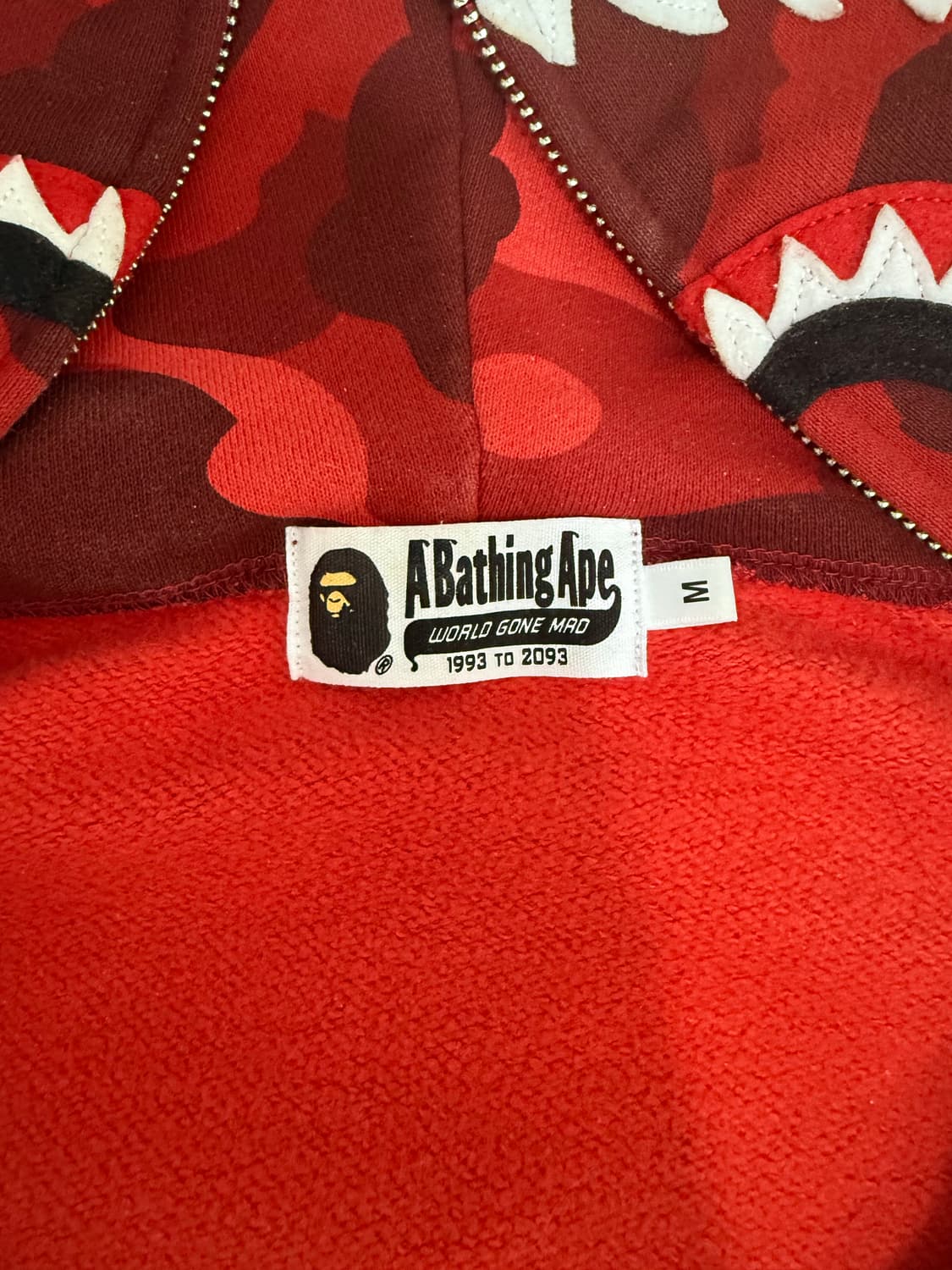 베이프 레드 카모 샤크 후드집업 M 상품이미지5