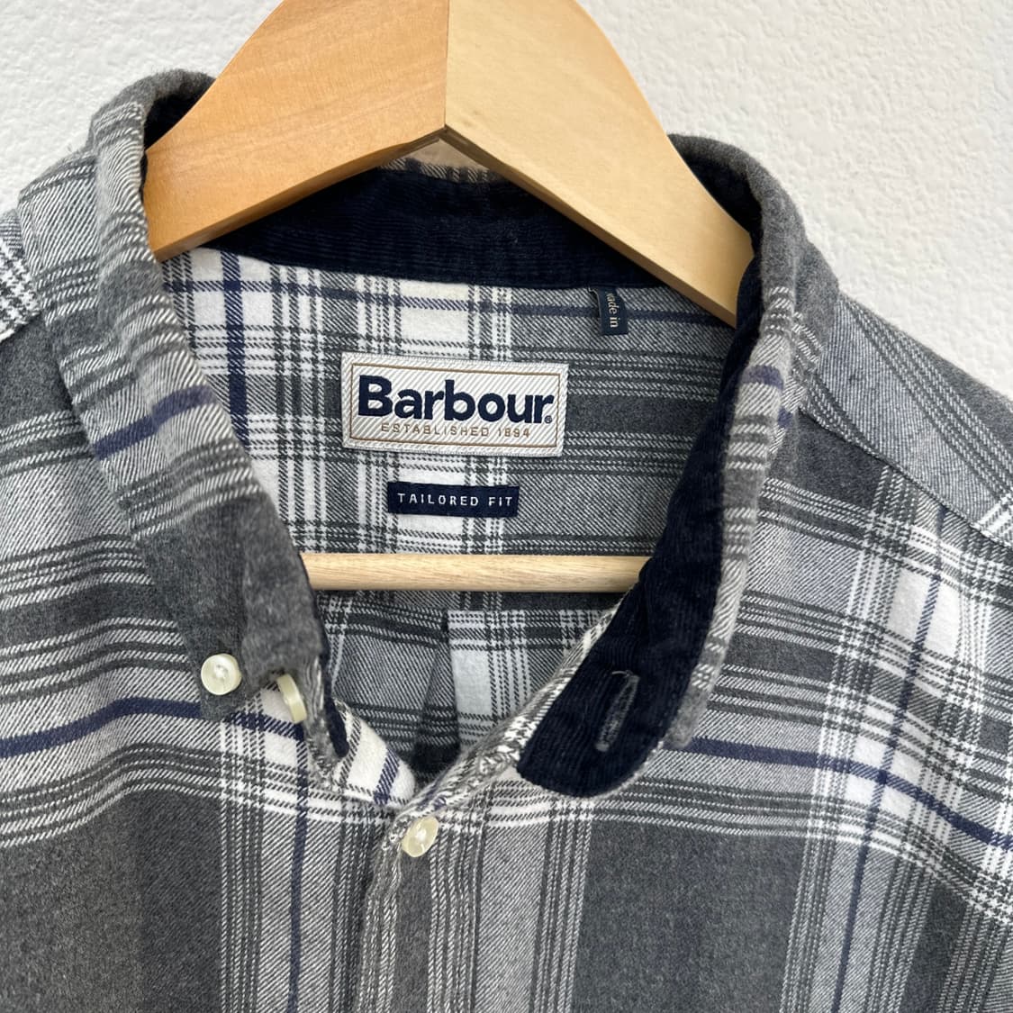 바버 하이랜드 플란넬 셔츠 그레이 체크 L 테일러드 핏 상품이미지6