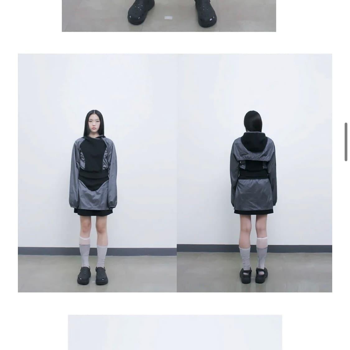 오호스 ojos 스커트 블랙 layered yoke skirt black 상품이미지2