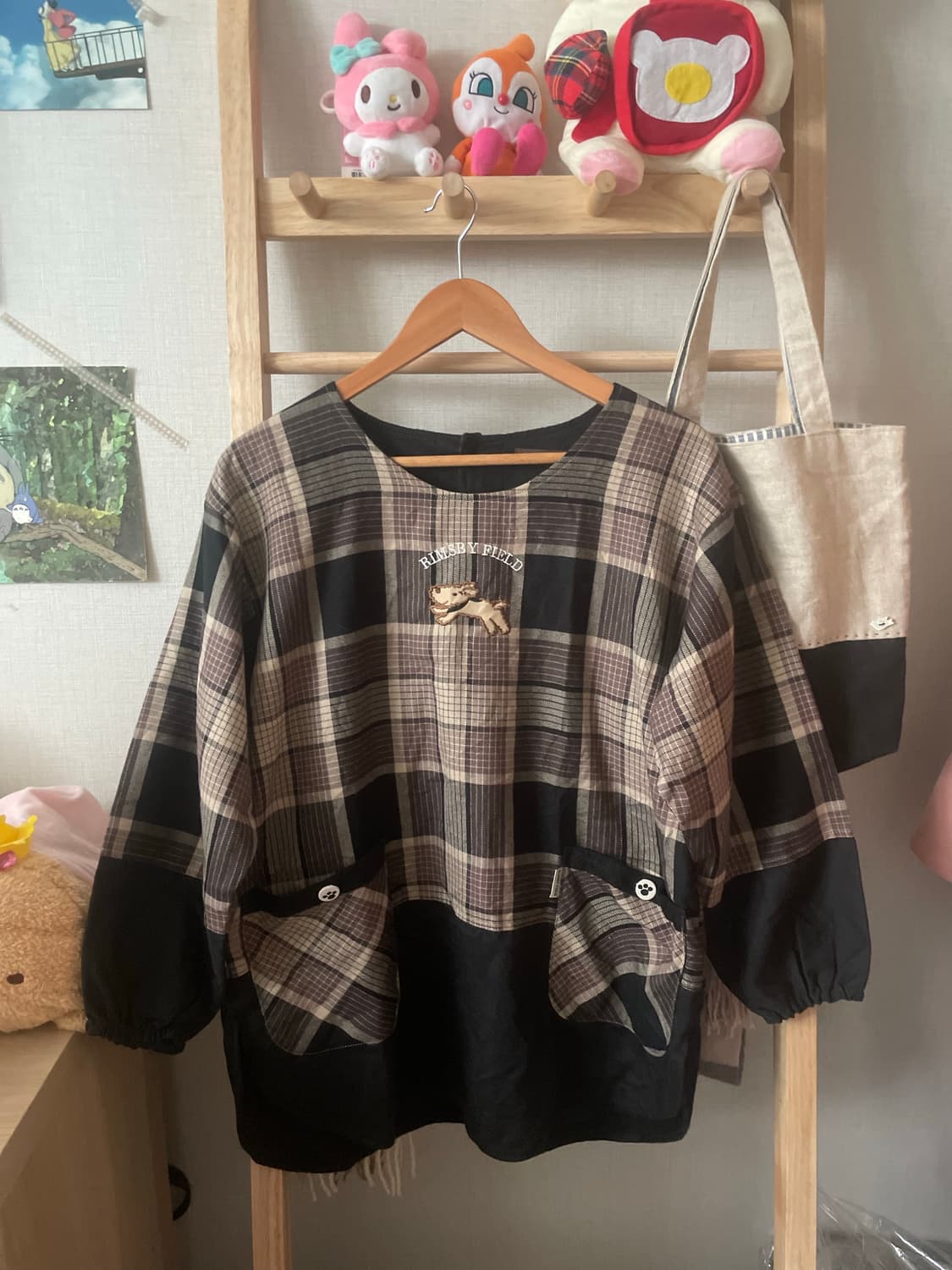 모리걸 빈티지 강아지 체크 블라우스 🤎🐶 상품이미지2