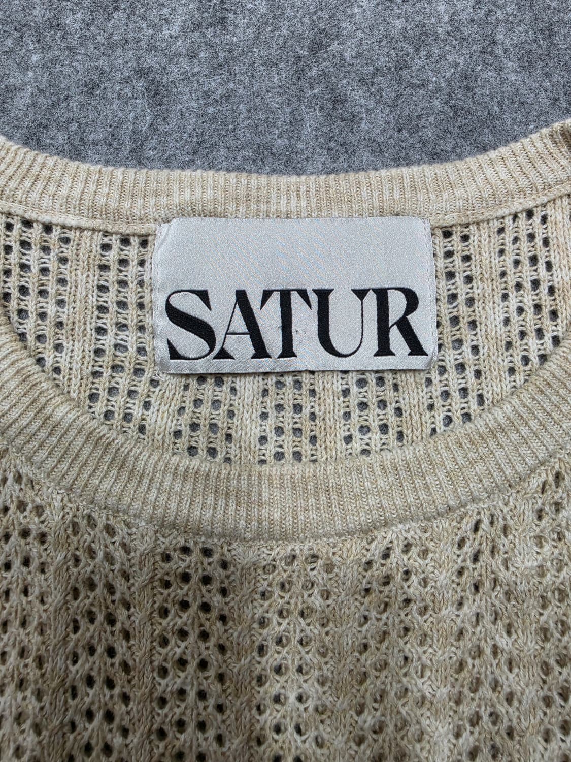 세터 내츄럴 메시드 그물 반팔 니트 L 상품이미지4