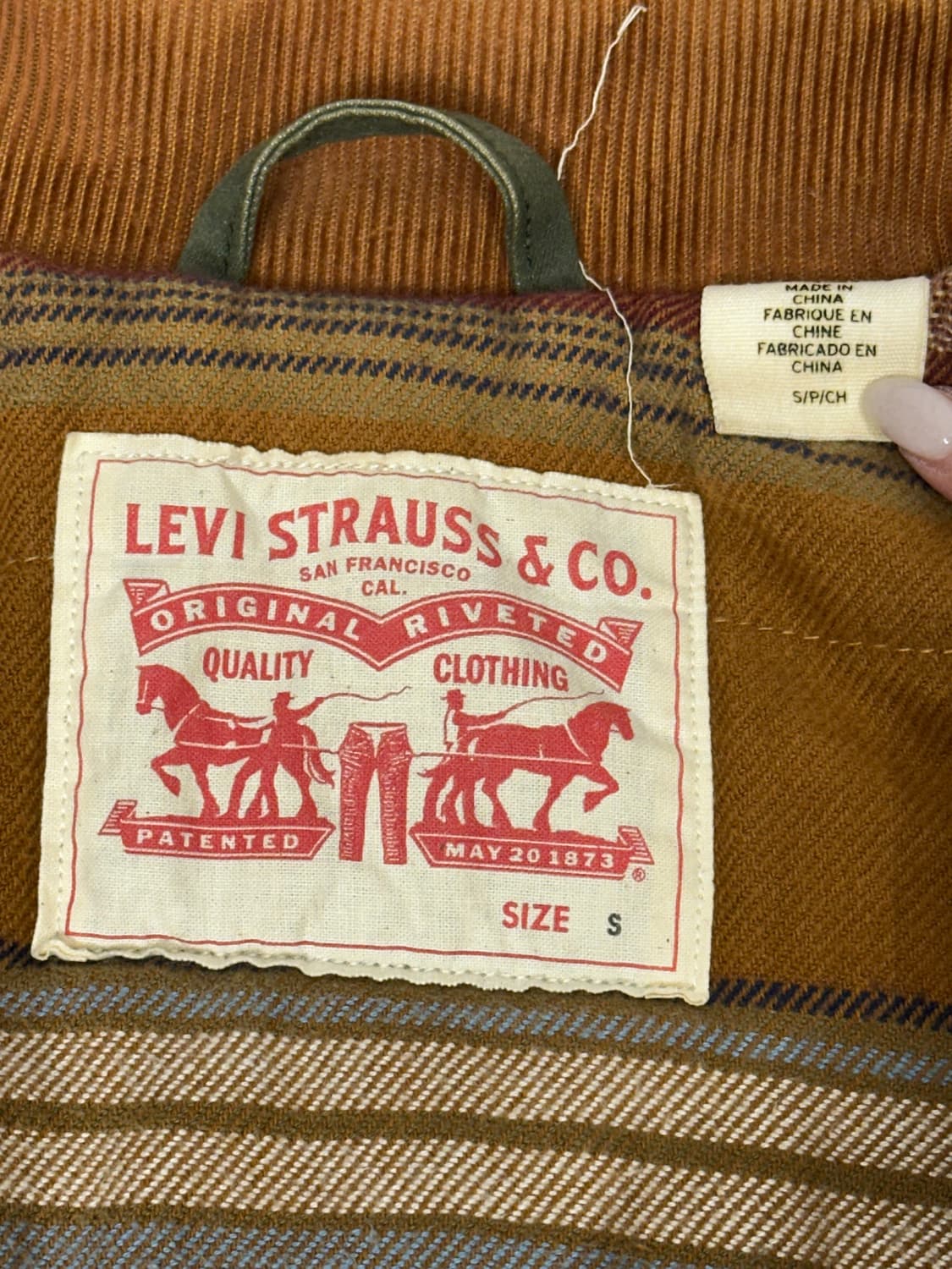 리바이스 올리브 카키 코듀로이 카라 아메카지 블루종 트러커 자켓 S 상품이미지7