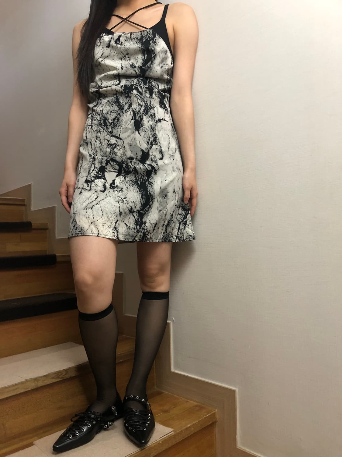 빈티지 펑크 블랙 앤 화이트 원피스 상품이미지4
