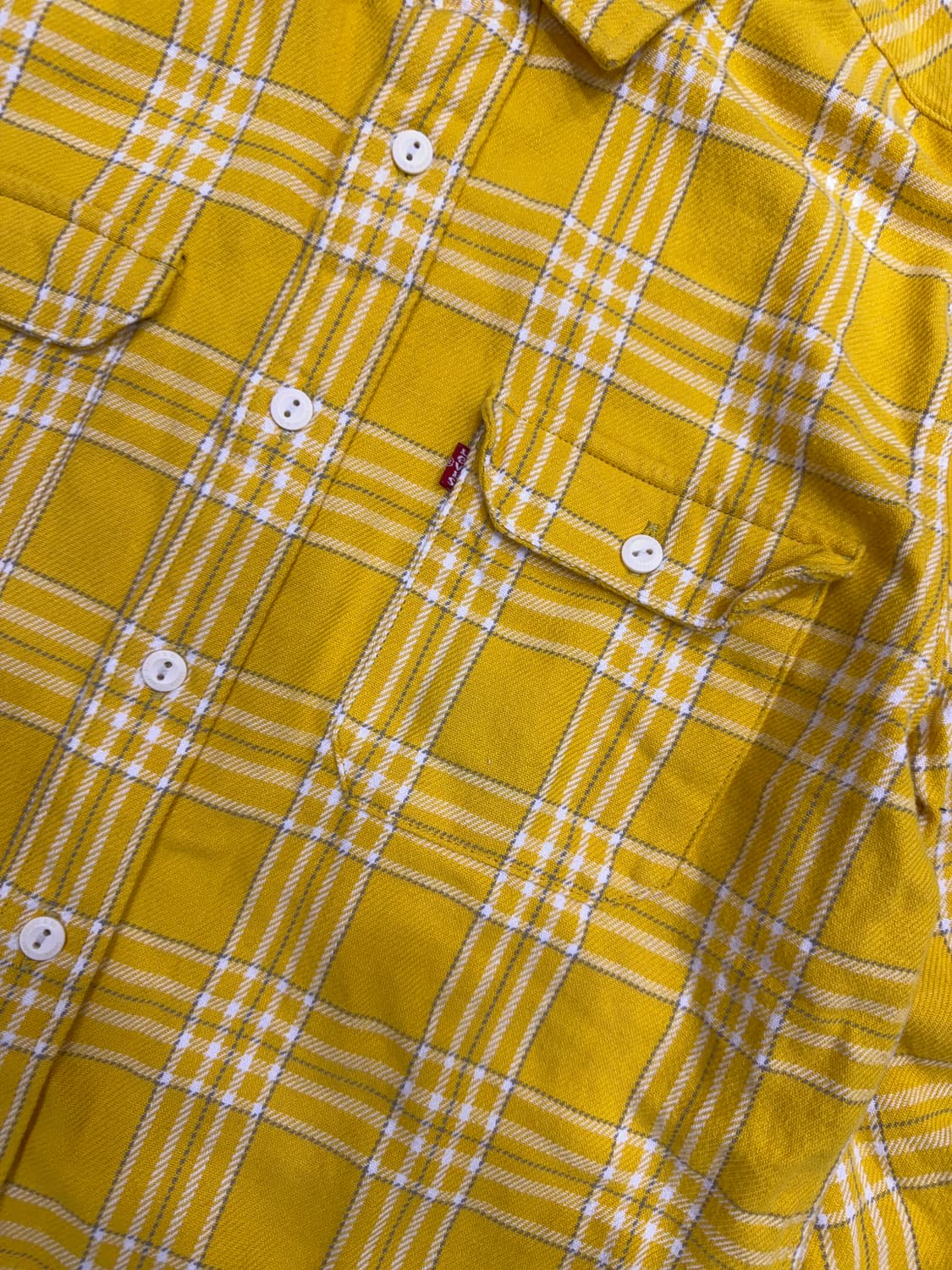 리바이스 헤비코튼 캐쥬얼 투포켓 셔츠 남방 옐로우 체크 M 상품이미지4