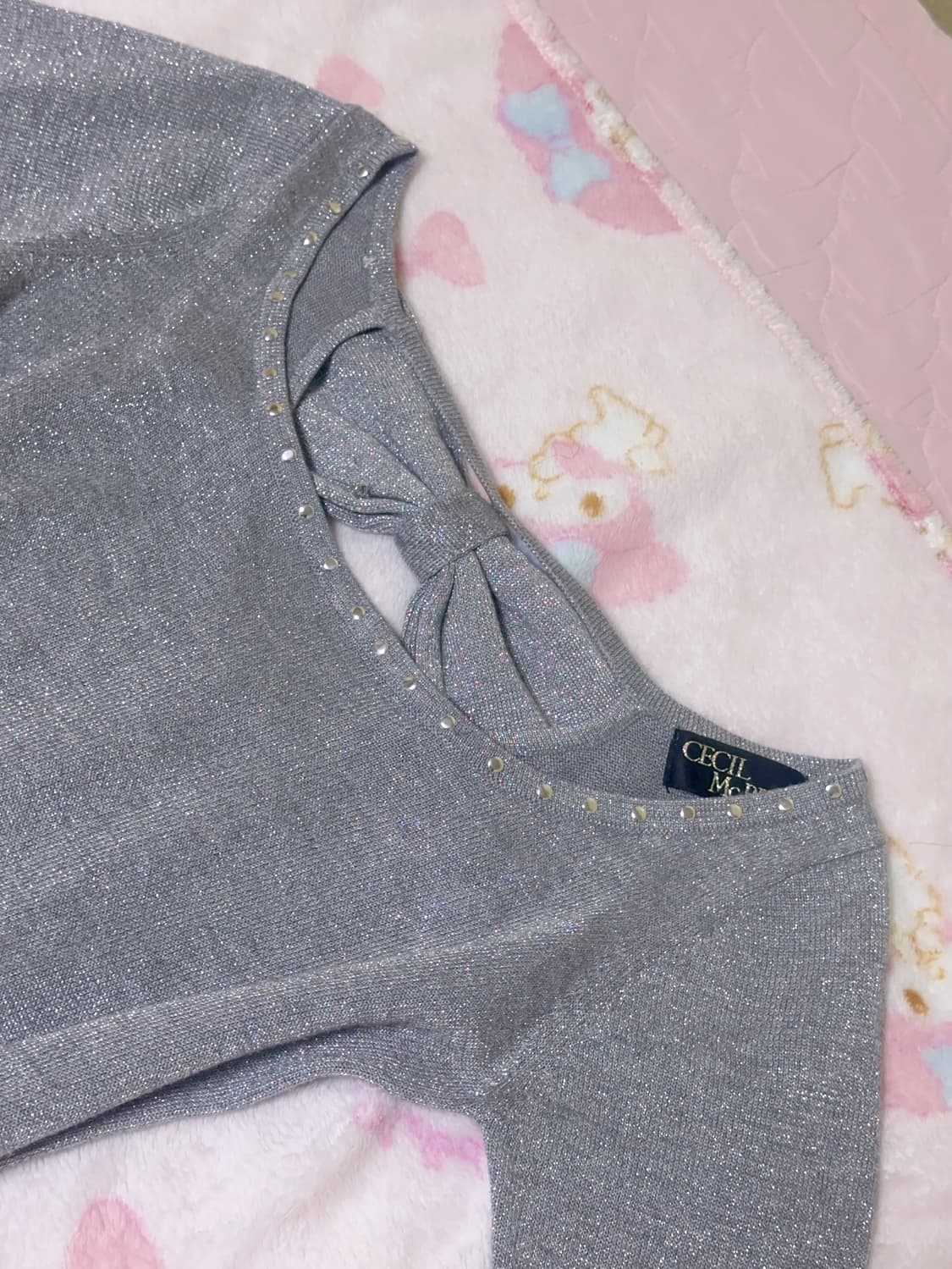 Cecil McBee ♥ 세실맥비 글리터 뒷리본 탑 미니원피스 히메갸루 상품이미지3