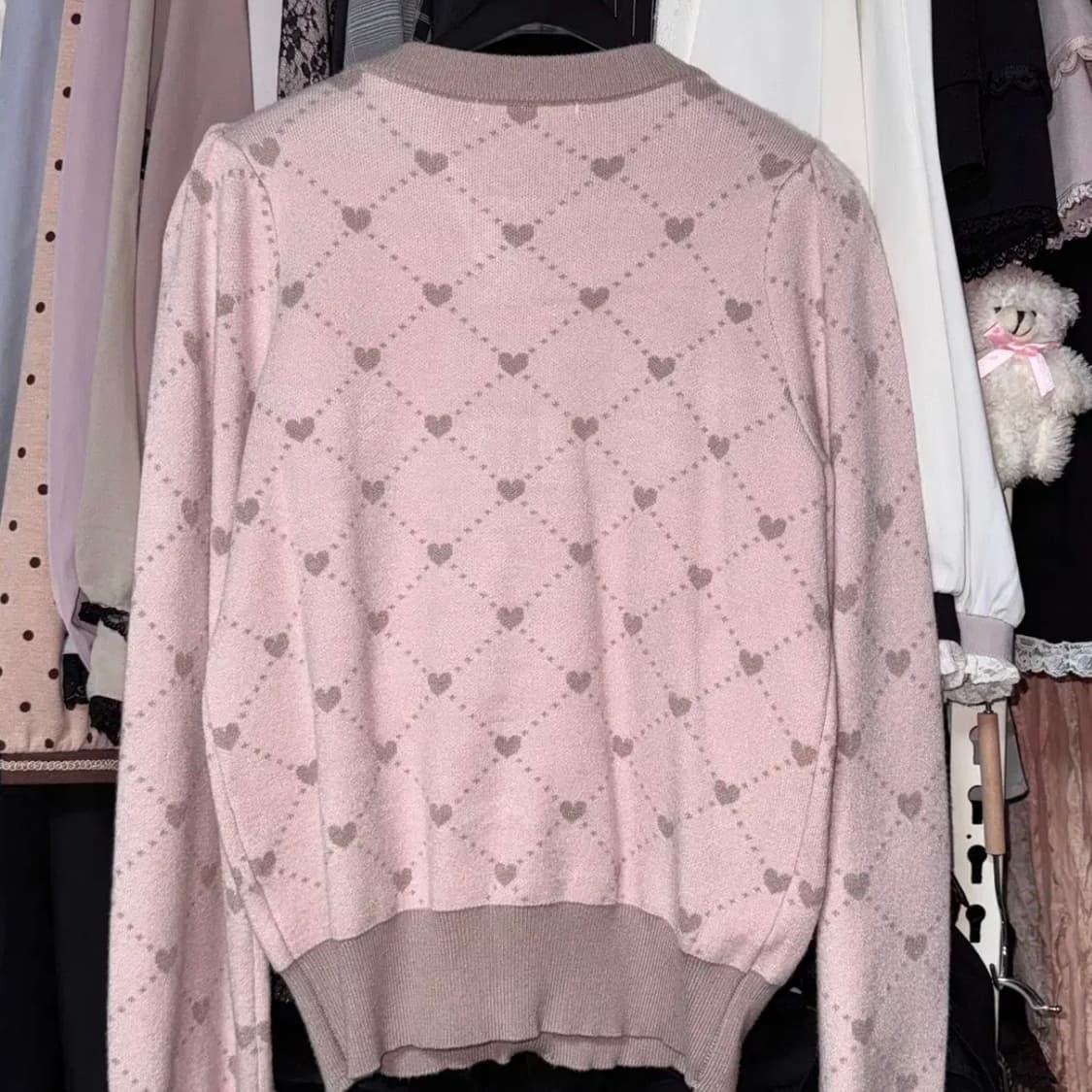 HONEY CINNAMON 허니시나몬 패턴 리본 니트 가디건 상품이미지3