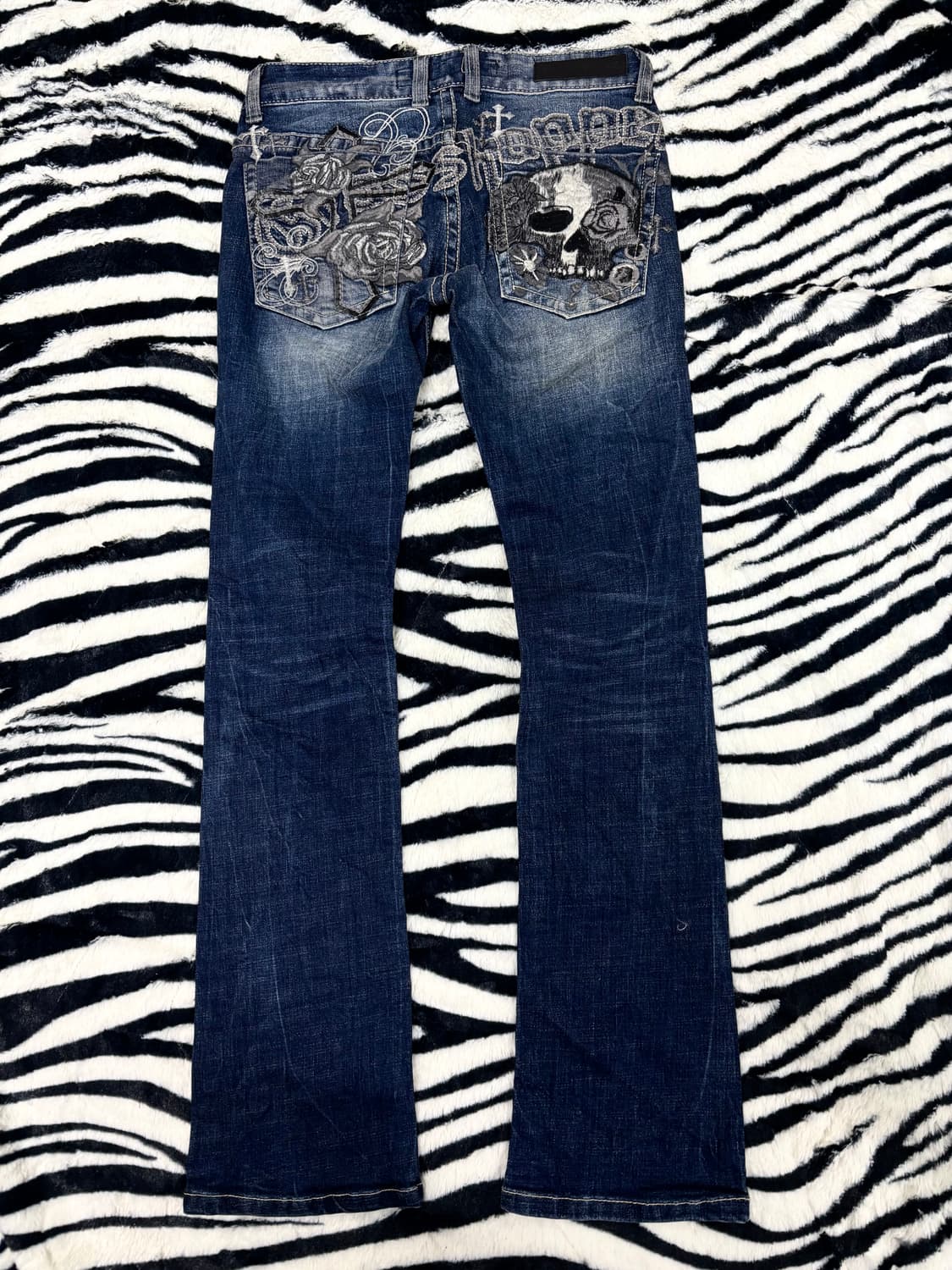 2000s Punk Skull Patch Boots Cut Pants 상품이미지1