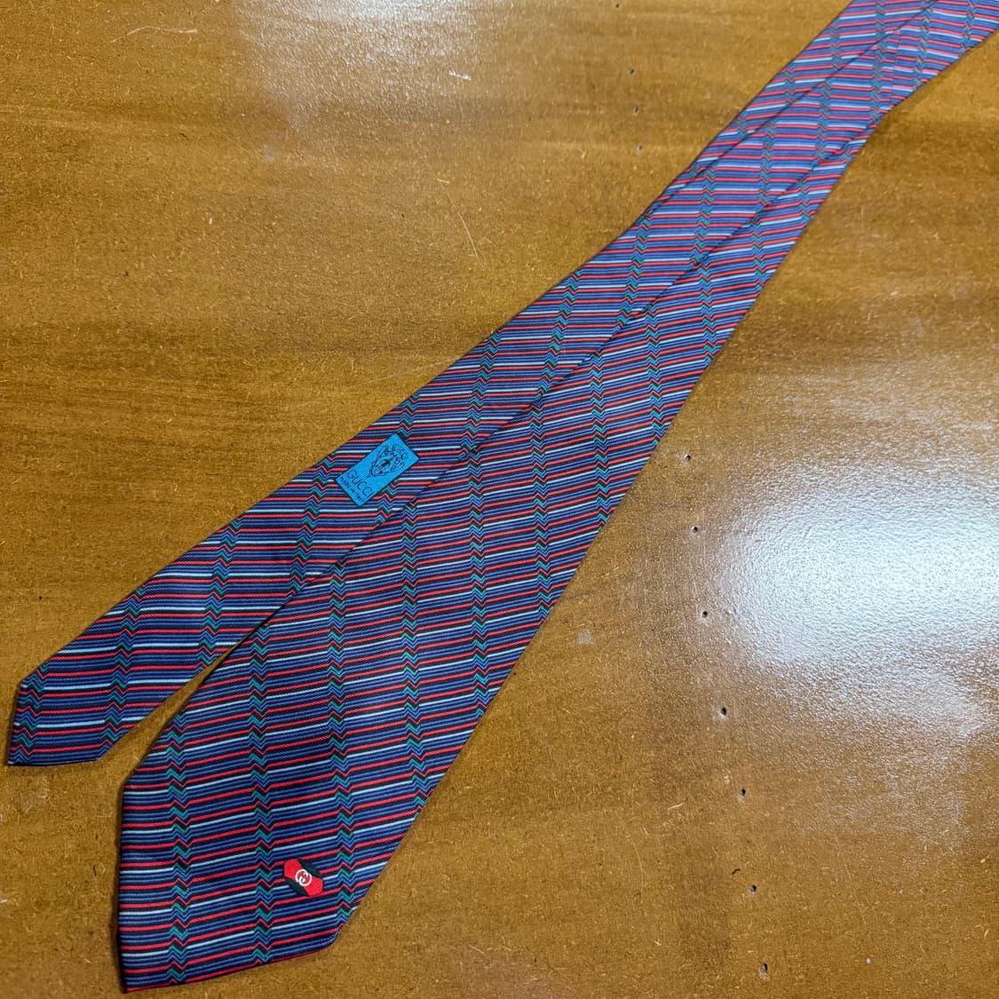 구찌 GUCCI 네이비 멀티 스트라이프 실크 넥타이 상품이미지3